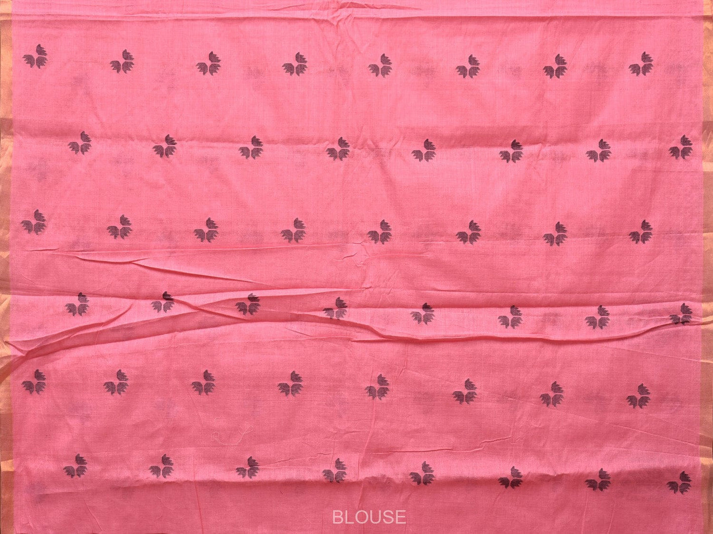 Baby Pink Khadi Cotton Handloom Saree with Buta and One Side Border Design kh0648