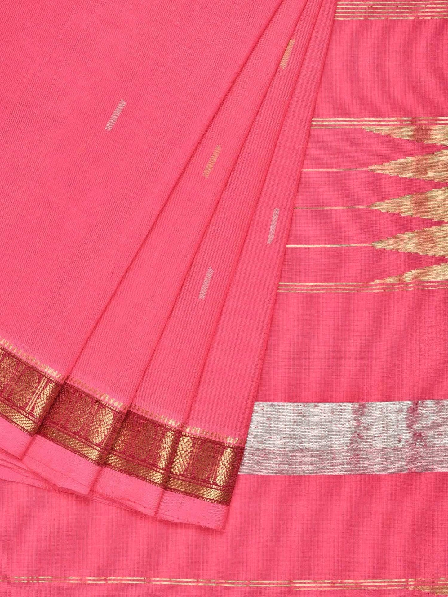 Baby Pink Khadi Cotton Handloom Saree with Doby Border and Zari Strips Pallu Design kh0426