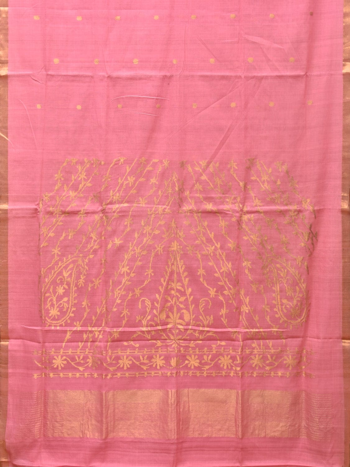 Baby Pink Khadi Cotton Handloom Saree with Mango Pallu Design kh0643