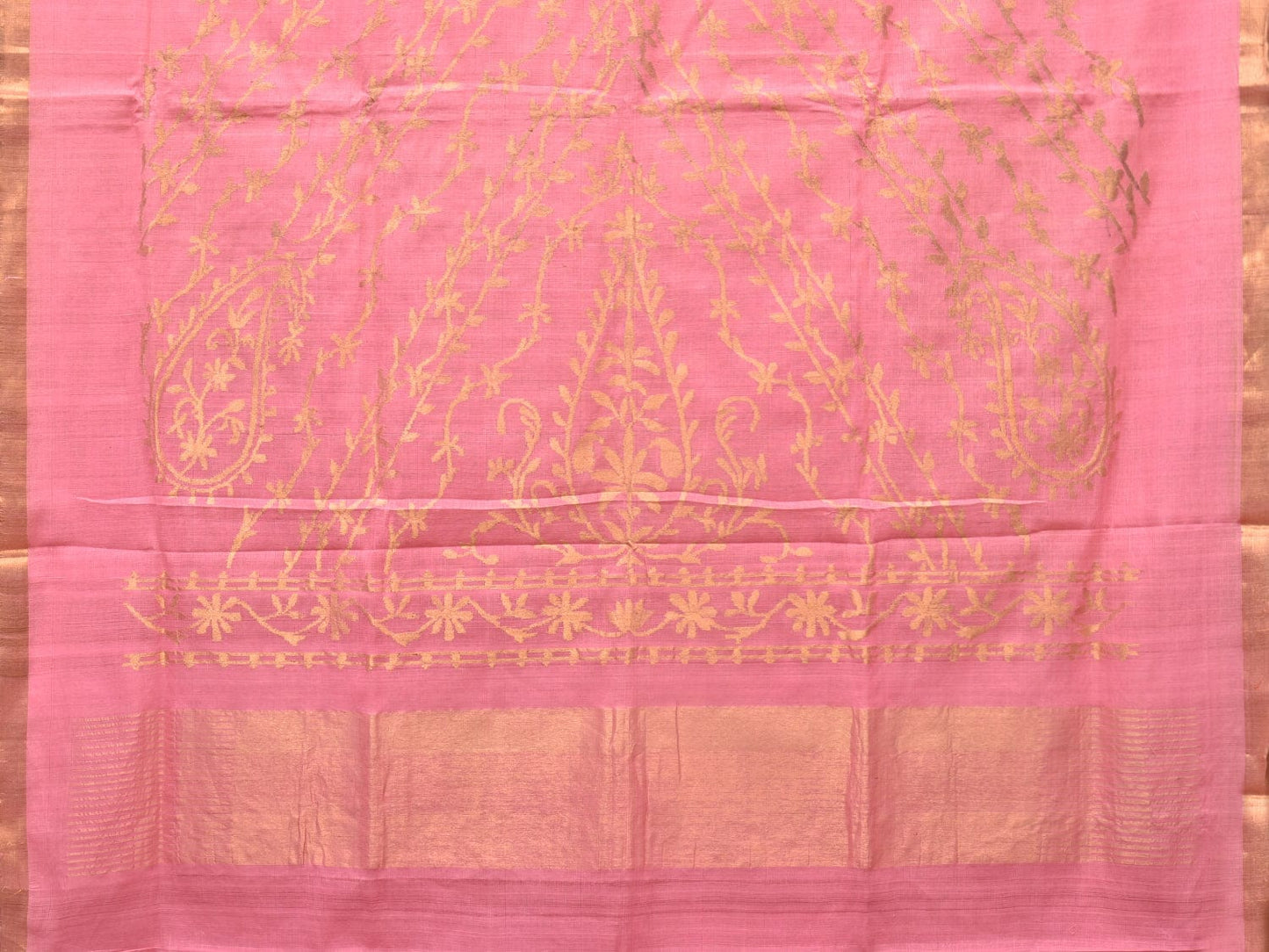 Baby Pink Khadi Cotton Handloom Saree with Mango Pallu Design kh0643