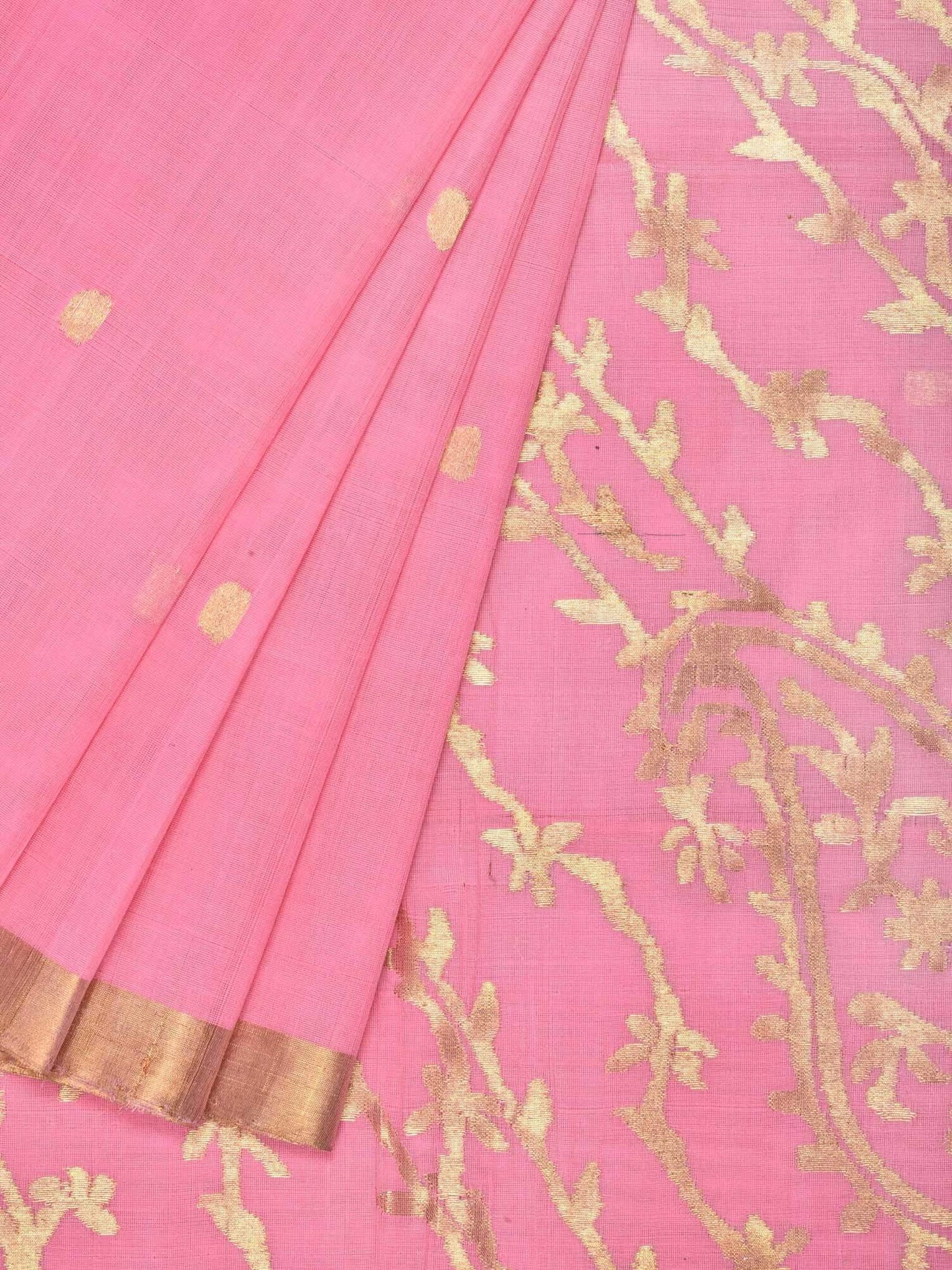 Baby Pink Khadi Cotton Handloom Saree with Pallu Design kh0420