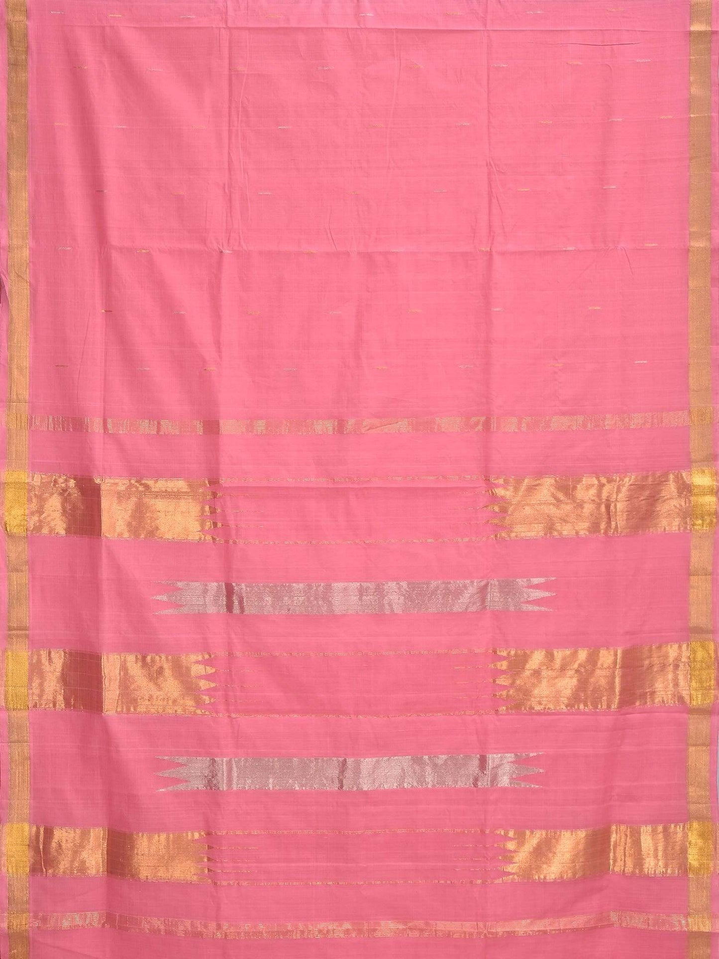 Baby Pink Khadi Cotton Handloom Saree with Zari Strips Pallu Design kh0423