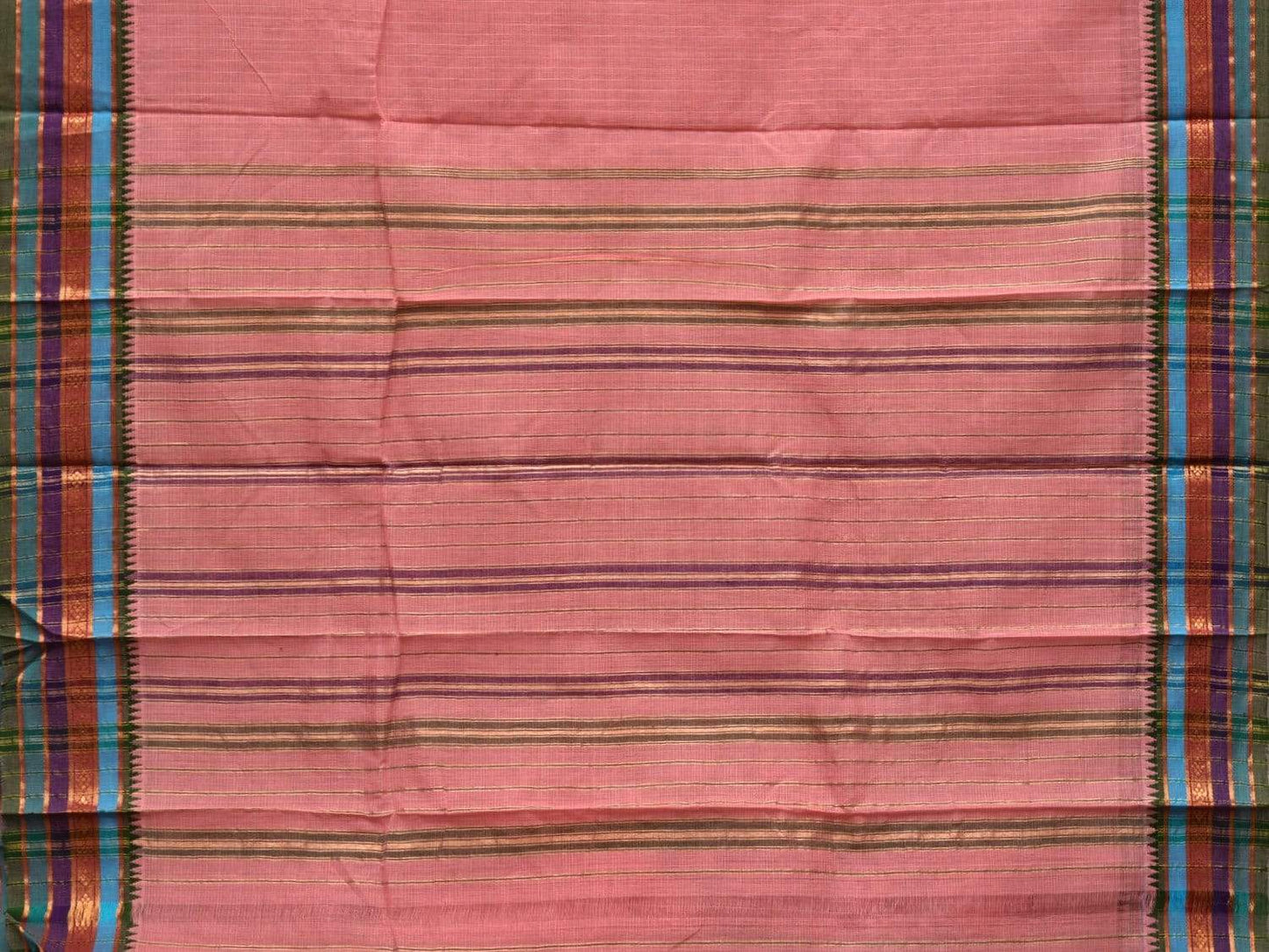 Baby Pink Narayanpet Cotton Handloom Saree with Checks Design No Blouse np0429
