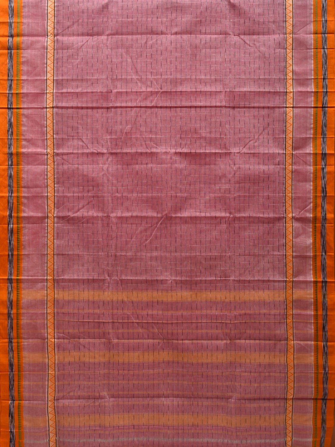 Baby Pink Narayanpet Cotton Handloom Saree with Checks Design No Blouse np0518