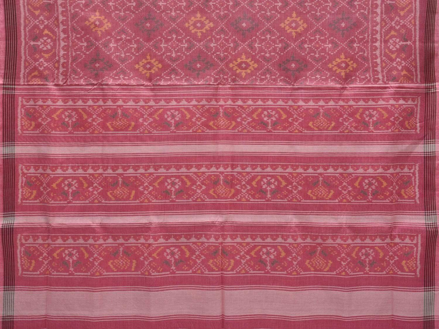 Baby Pink Pochampally Ikat Cotton Handloom Saree with All Over Body Design i0641