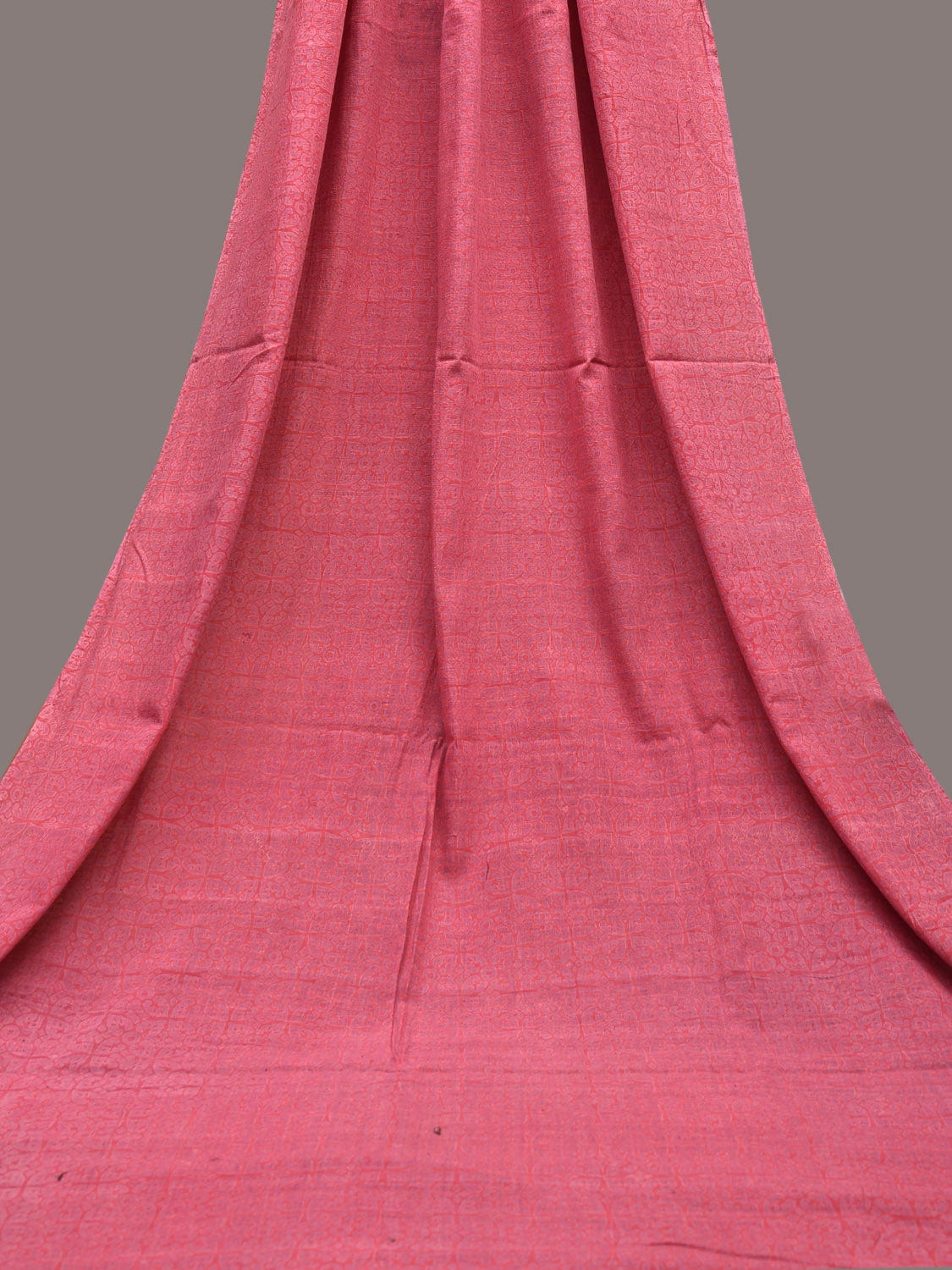 Baby Pink Printed Cotton Khadi 2.5mts Fabric with Floral Design f0254