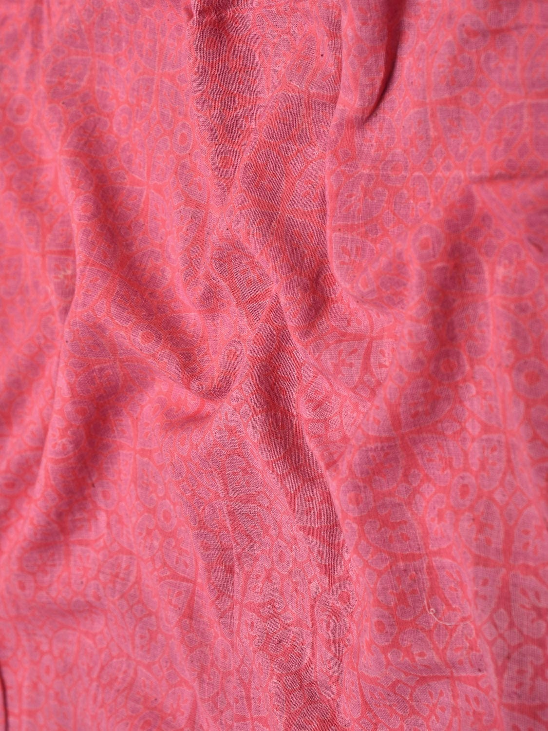 Baby Pink Printed Cotton Khadi 2.5mts Fabric with Floral Design f0254