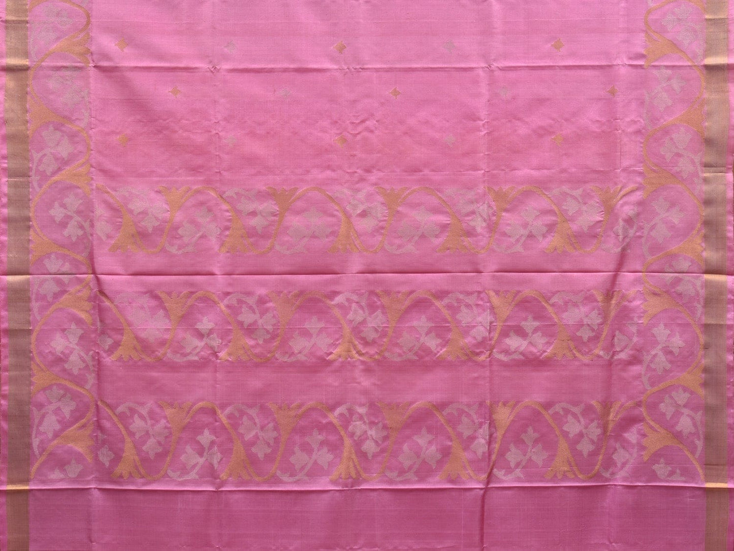 Baby Pink Uppada Silk Handloom Saree with Border Design u1842