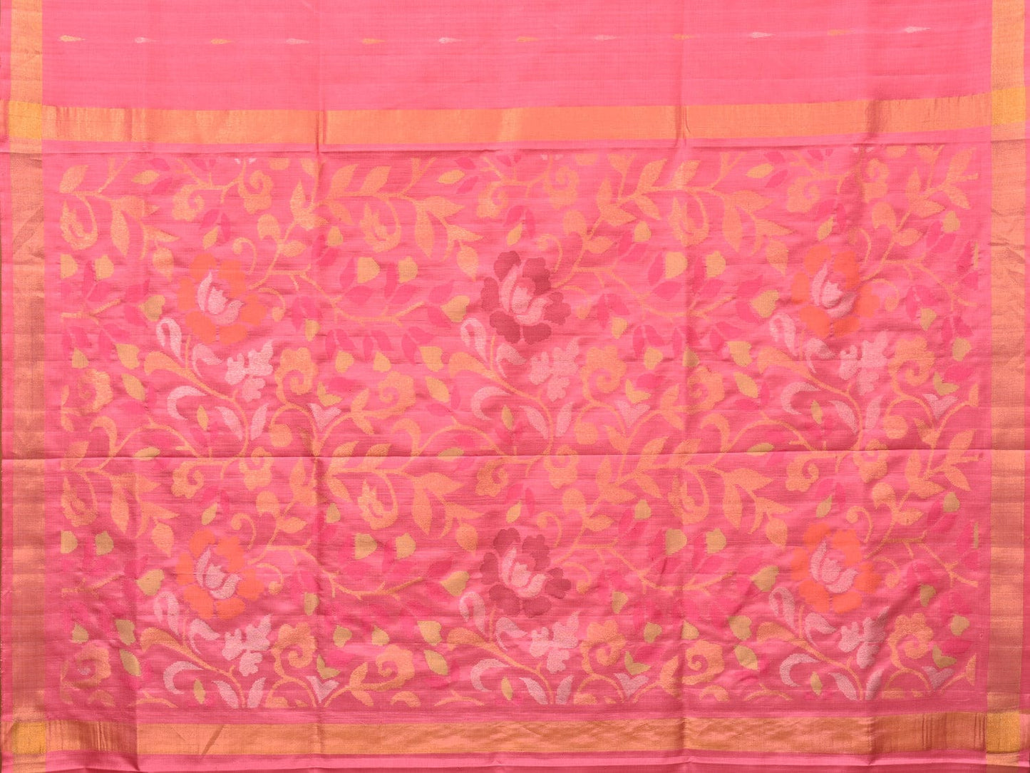 Baby Pink Uppada Silk Handloom Saree with Floral Pallu Design u2013