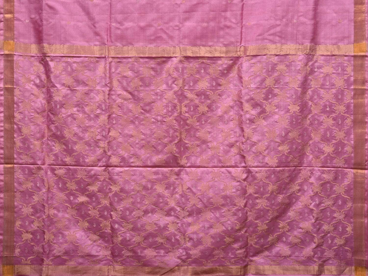 Baby Pink Uppada Silk Handloom Saree with Grill Pallu Design u1779