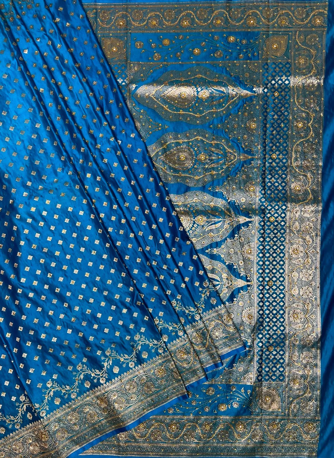 Banaras Katan Silk Saree with Body Butti and Stone Work Design b0128ds