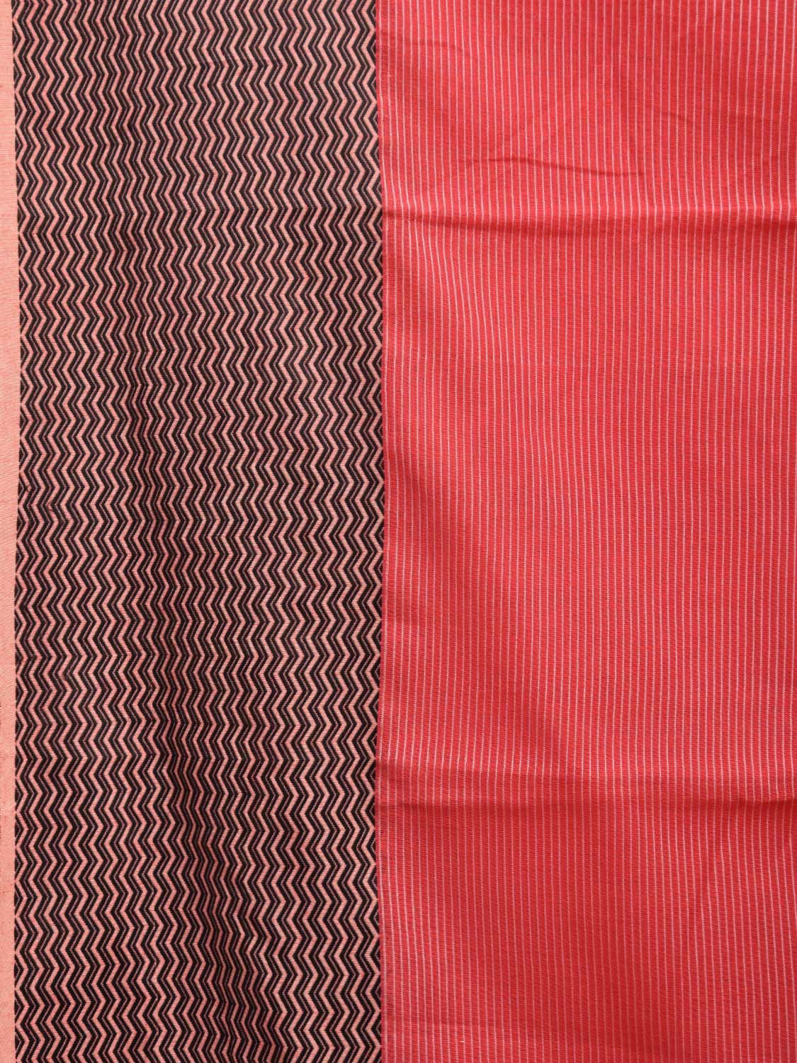 Red and Black Bamboo Cotton Saree with Strips Design No Blouse bc0414