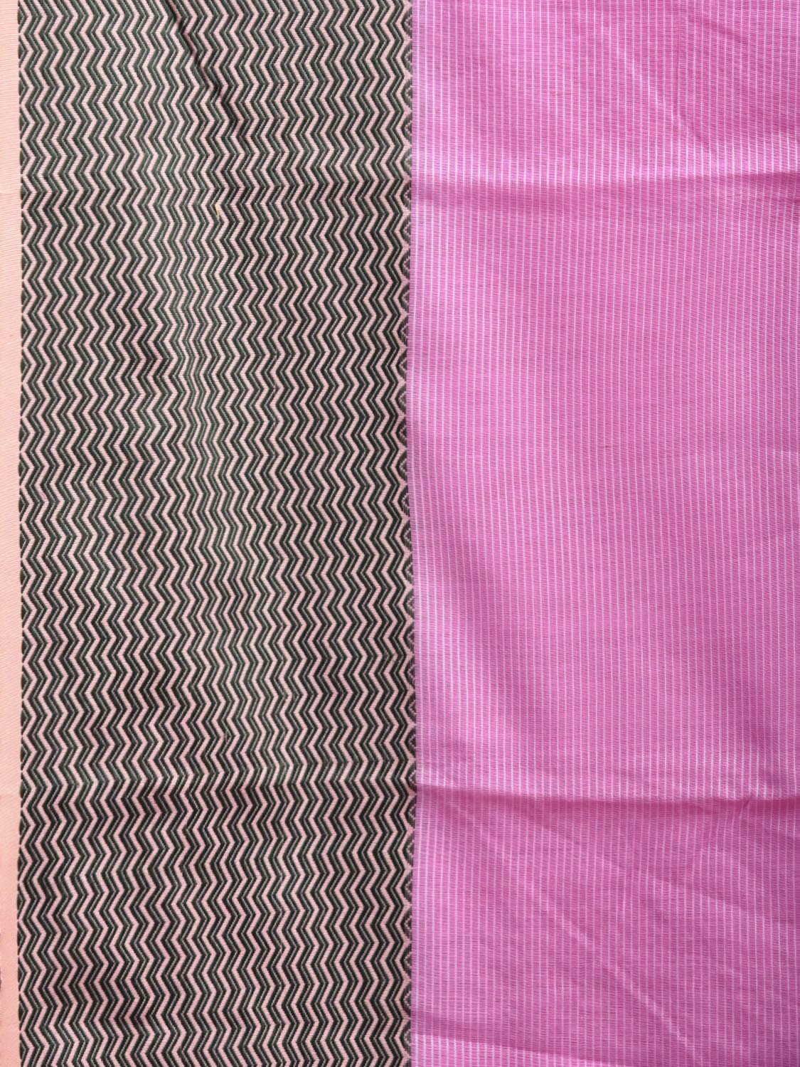 Pink and Black Bamboo Cotton Saree with Strips Design No Blouse bc0416