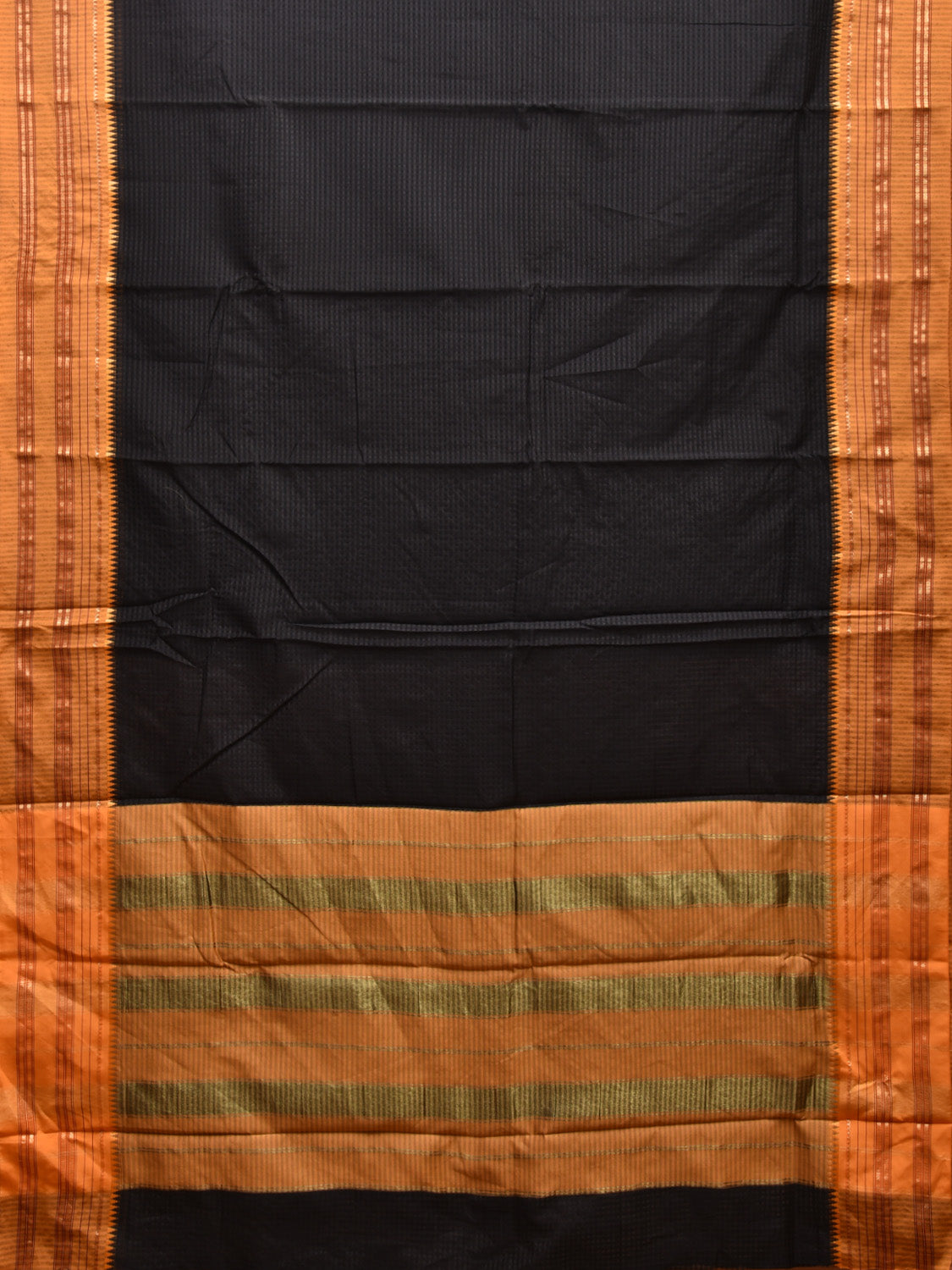 Black and Mustard Bamboo Cotton Viscose Silk Saree with Checks Design No Blouse bc0434