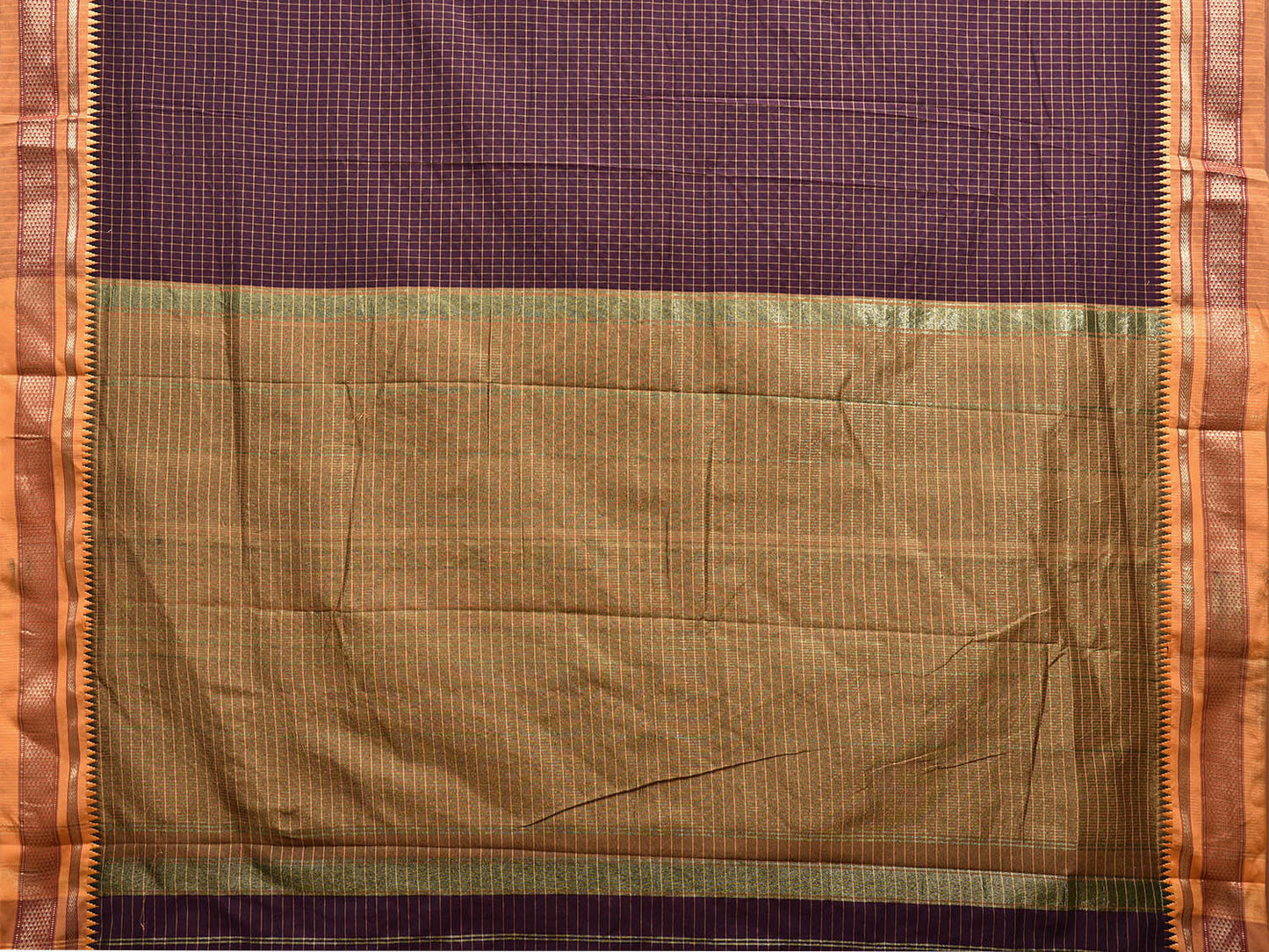 Wine Bamboo Cotton Viscose Silk Saree with Checks Design No Blouse bc0440