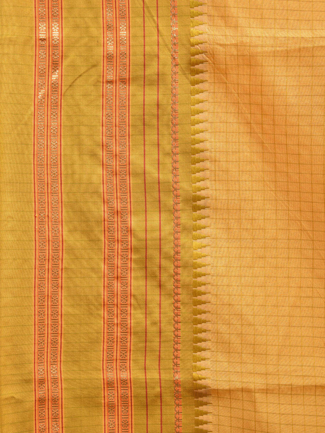 Yellow and Green Bamboo Cotton Viscose Silk Saree with Checks Design No Blouse bc0471