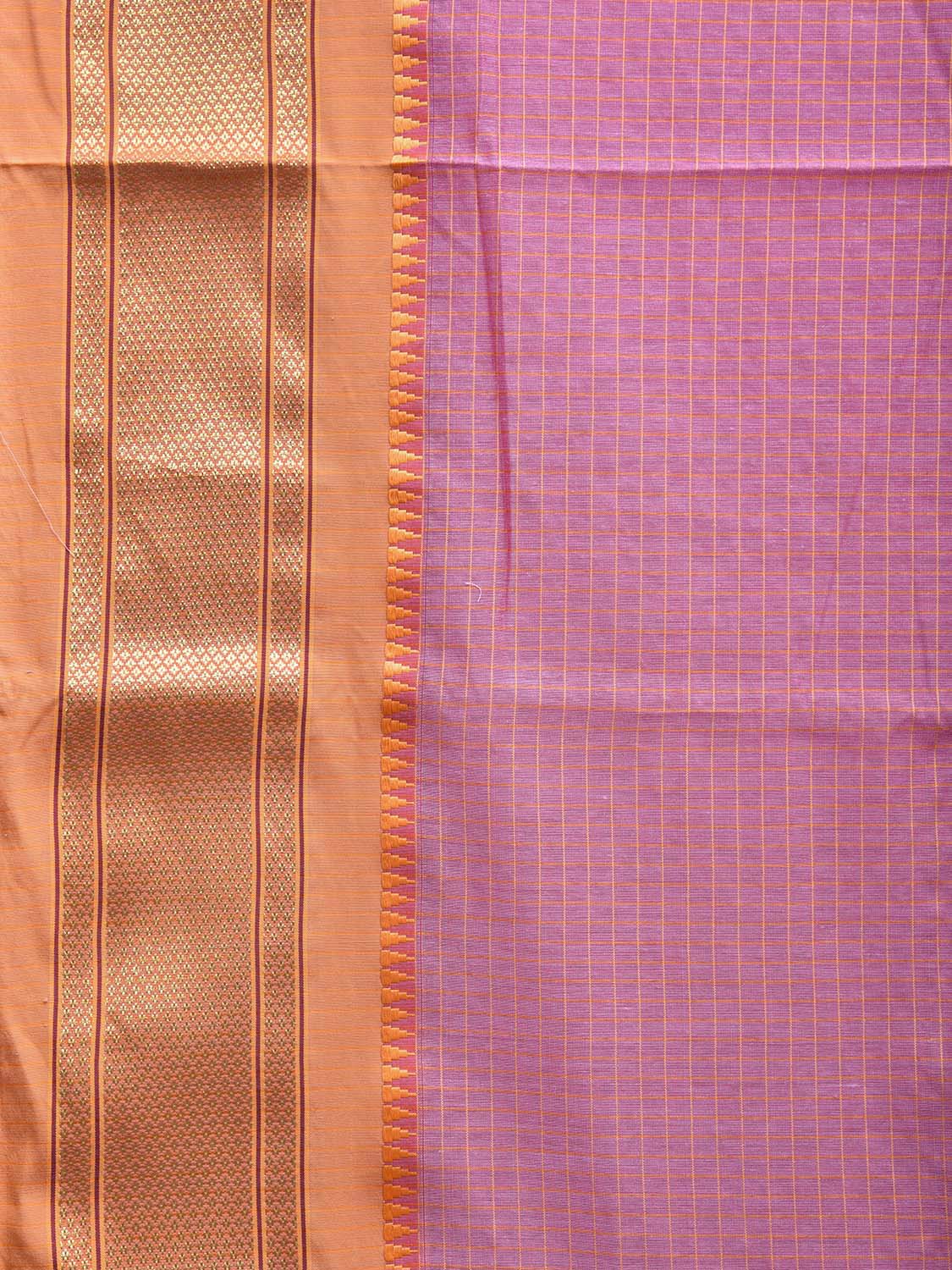 Light Pink and Mustard Bamboo Cotton Saree with Checks Design No Blouse bc0514
