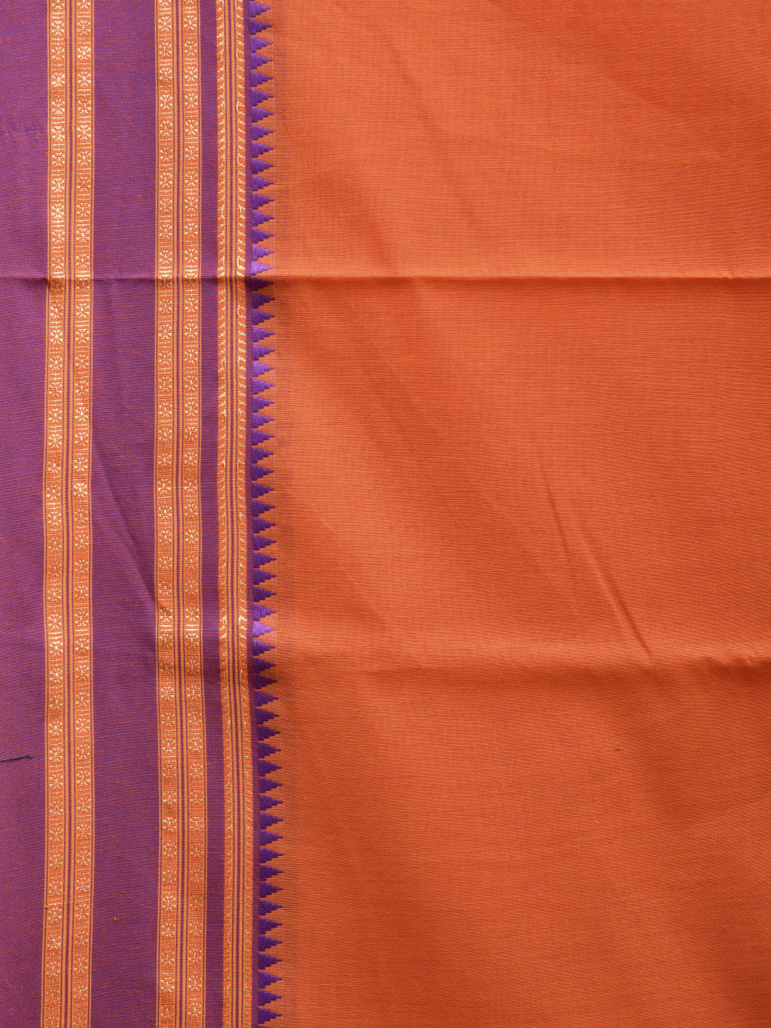Orange and Pink Bamboo Cotton Plain Saree with Strips Pallu Design No Blouse bc0527