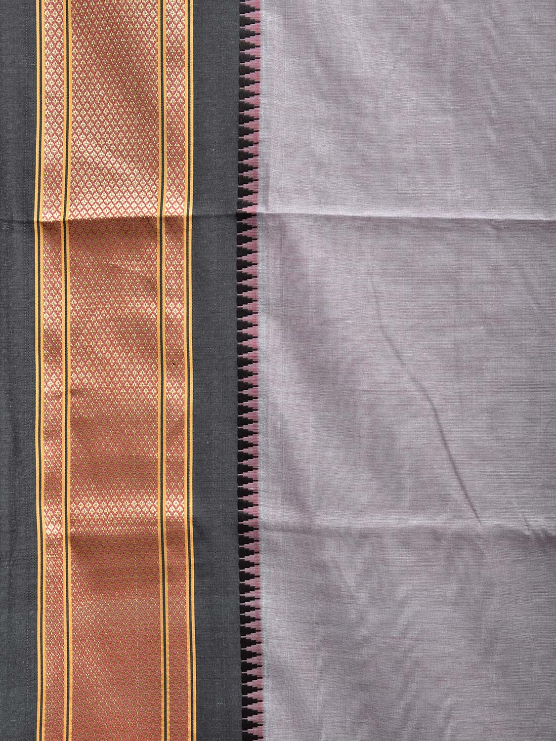 Light Grey and Grey Bamboo Cotton Plain Saree with Contrast Pallu Design No Blouse bc0544