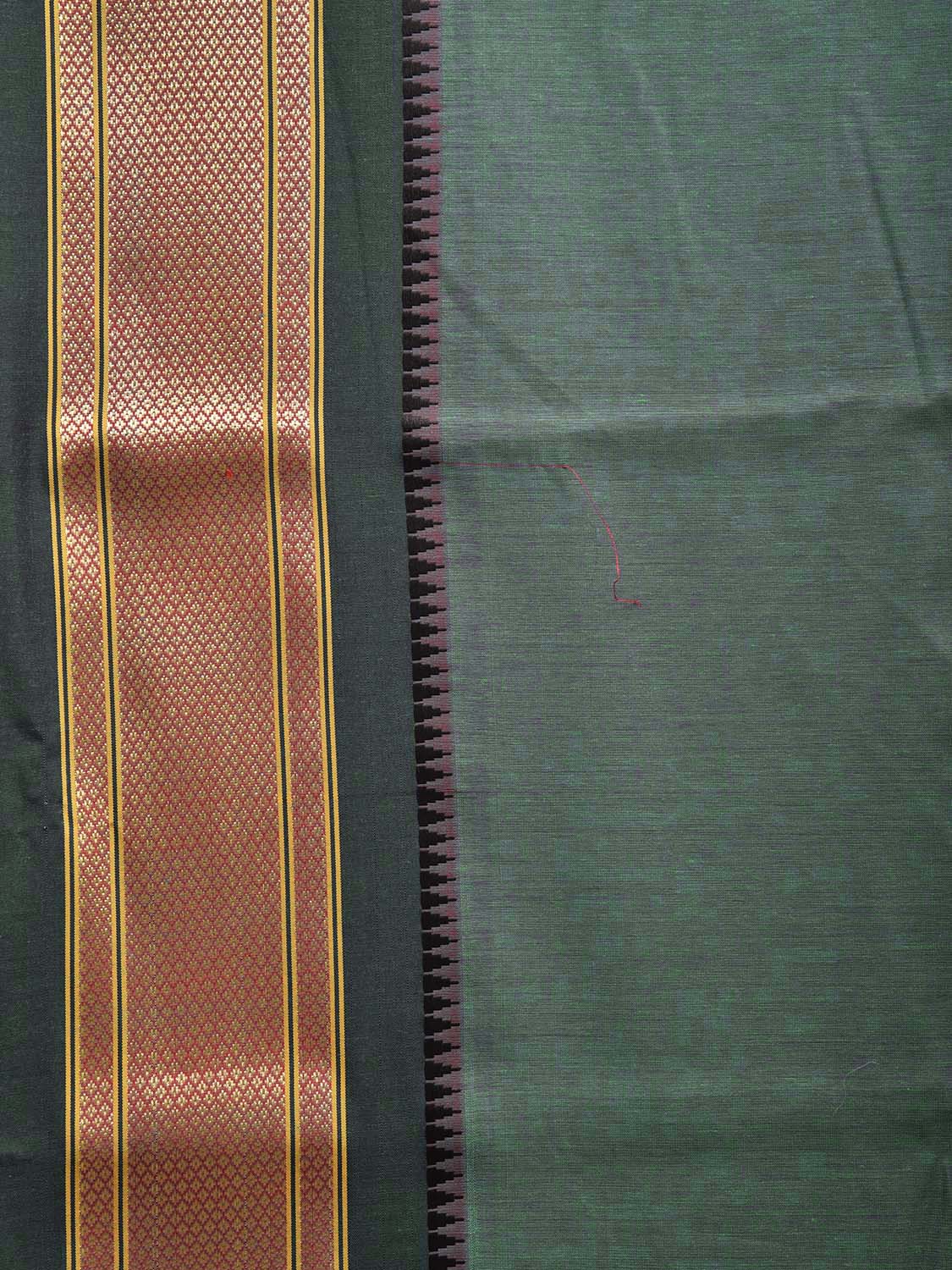 Teal and Black Bamboo Cotton Plain Saree with Contrast Pallu Design No Blouse bc0546