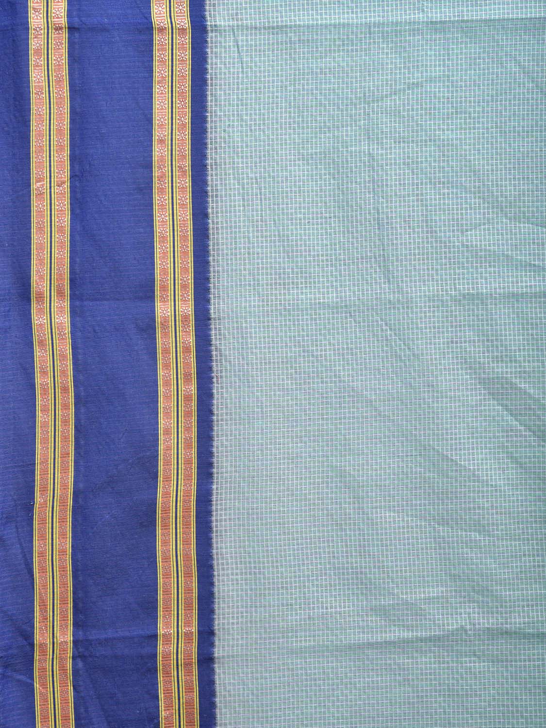 Light Blue and Blue Bamboo Cotton Saree with Small Checks Design No Blouse bc0693