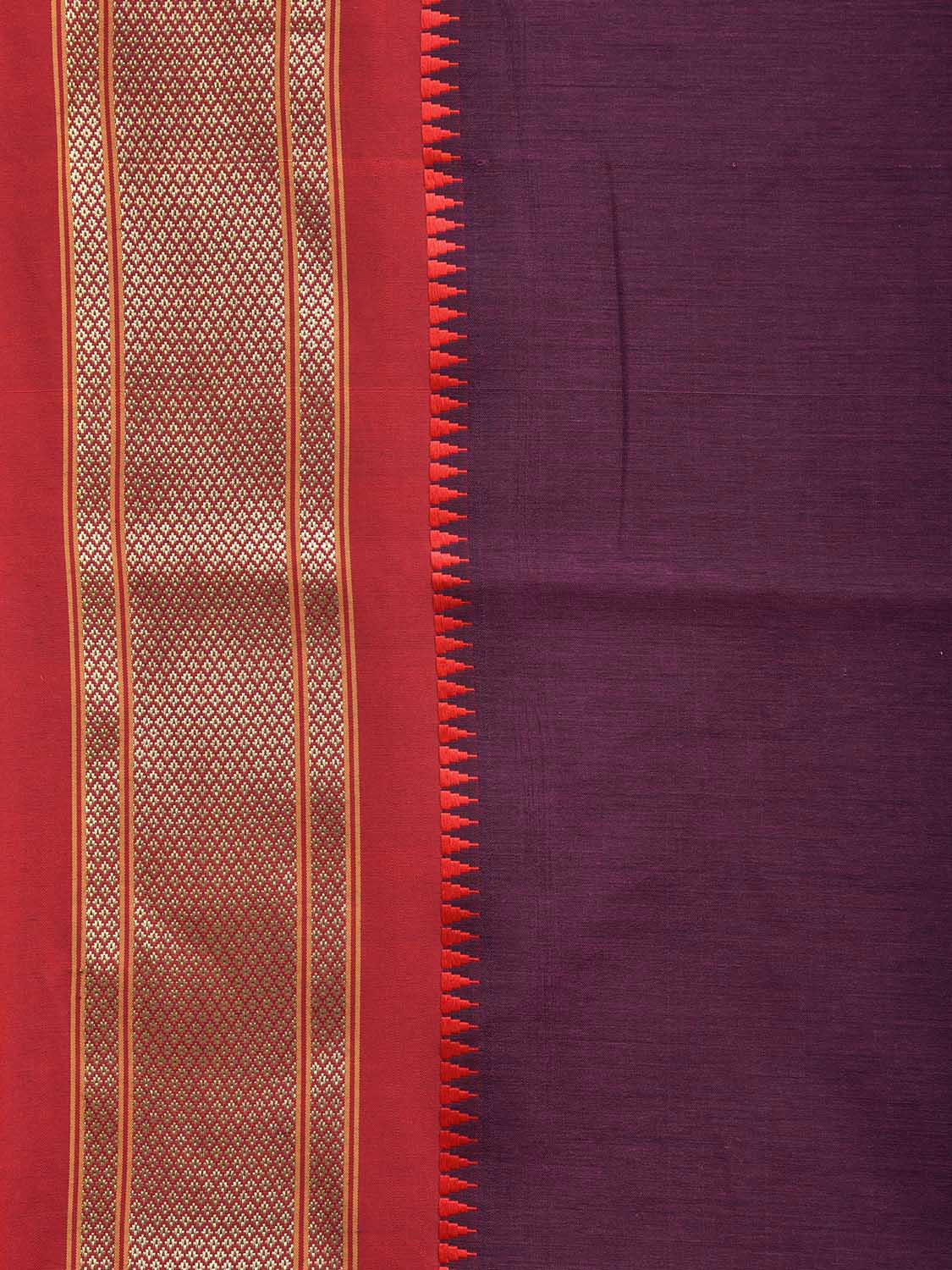 Wine and Red Bamboo Cotton Plain Saree with Contrast Pallu Design No Blouse bc0709