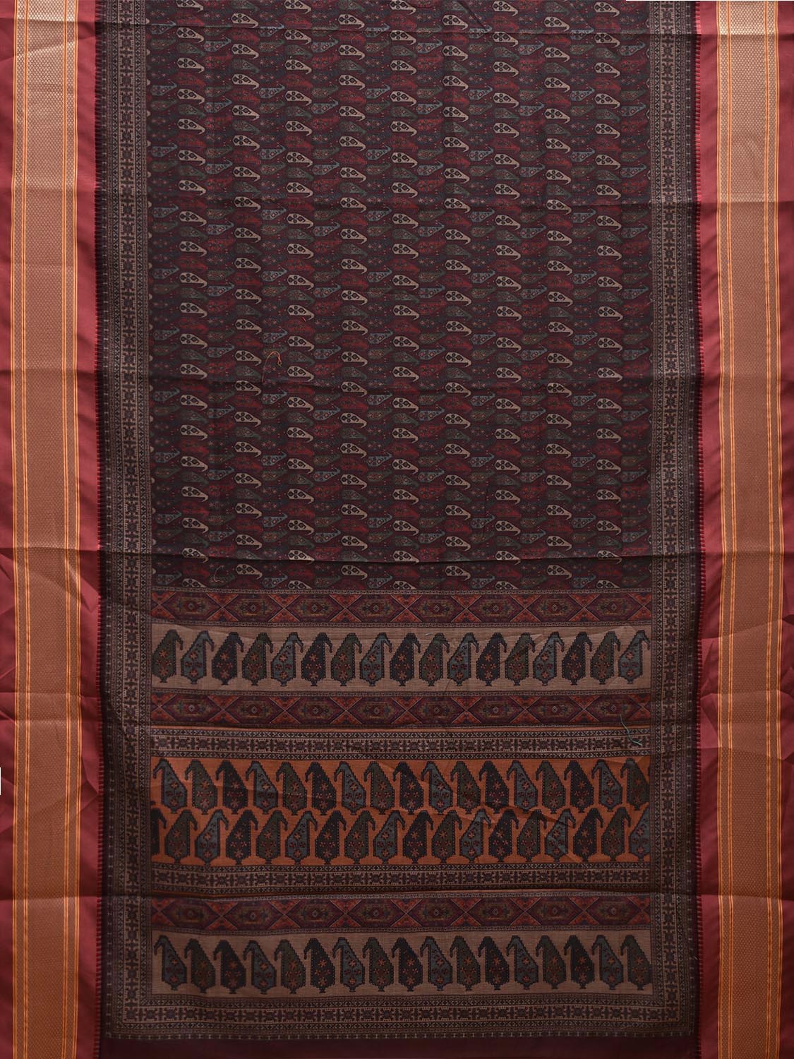 Maroon Bamboo Cotton Saree with Digital Print Design bc0715