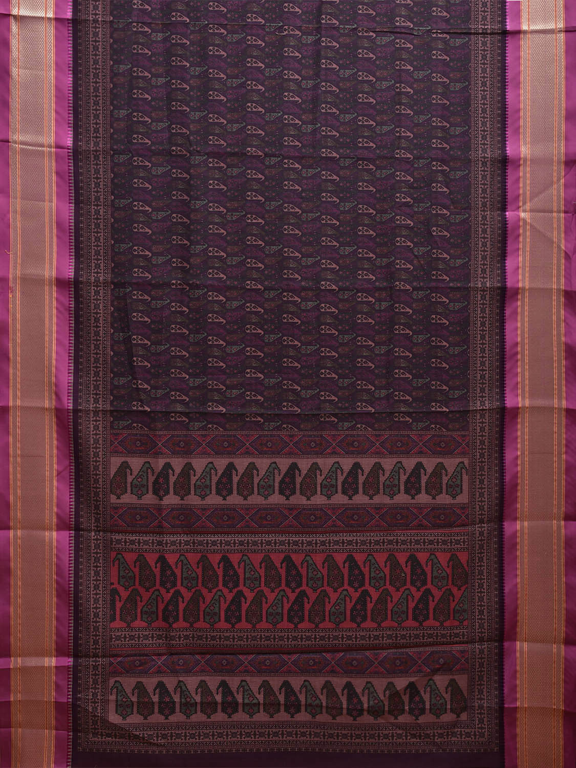 Purple and Pink Bamboo Cotton Saree with Digital Print Design bc0717