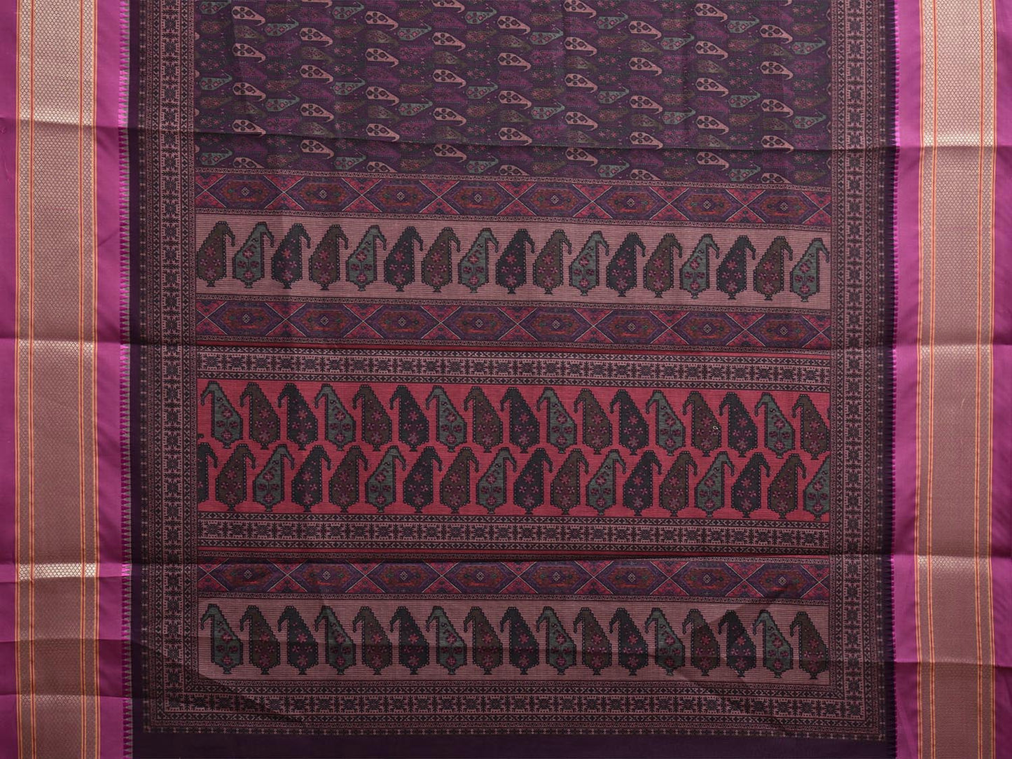 Purple and Pink Bamboo Cotton Saree with Digital Print Design bc0717