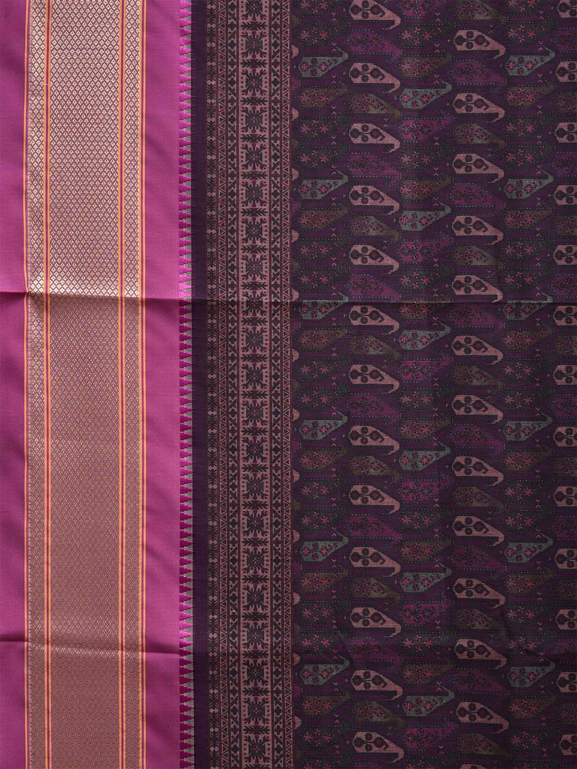 Purple and Pink Bamboo Cotton Saree with Digital Print Design bc0717