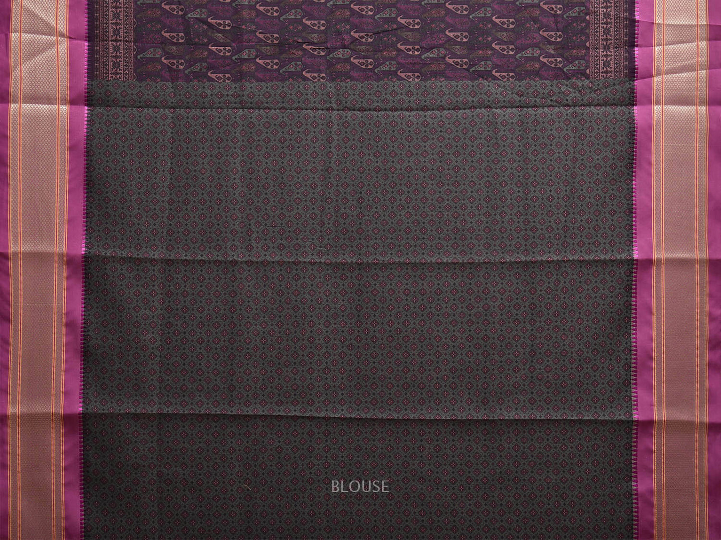 Purple and Pink Bamboo Cotton Saree with Digital Print Design bc0717