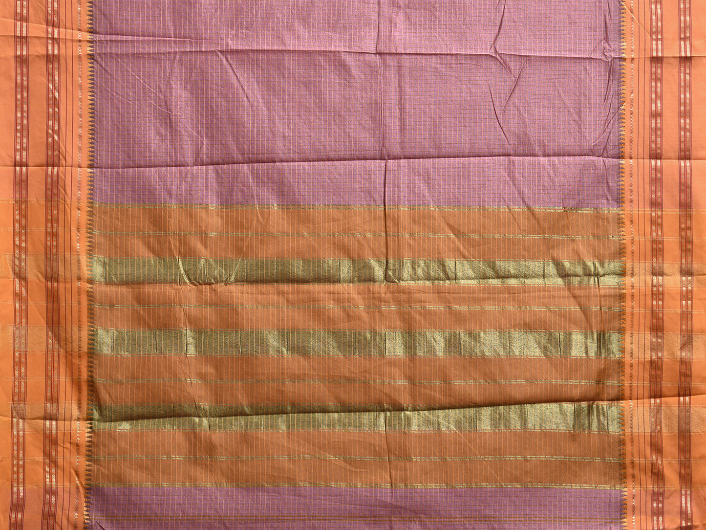 Mauve and Mustard Bamboo Cotton Viscose Silk Saree with Checks Design No Blouse bc0729