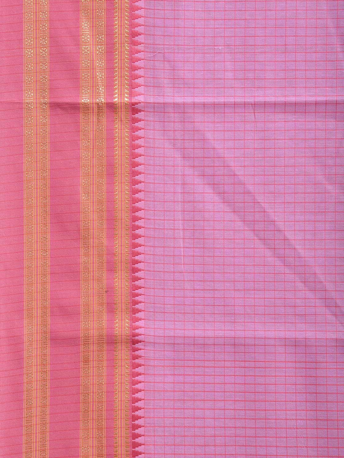 Pink Bamboo Cotton Saree with Checks Design No Blouse bc0743