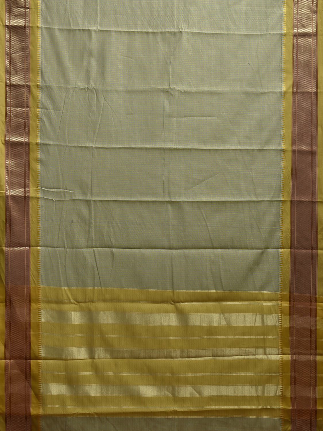 Sea Green and Olive Bamboo Cotton Saree with Checks Design No Blouse bc0852