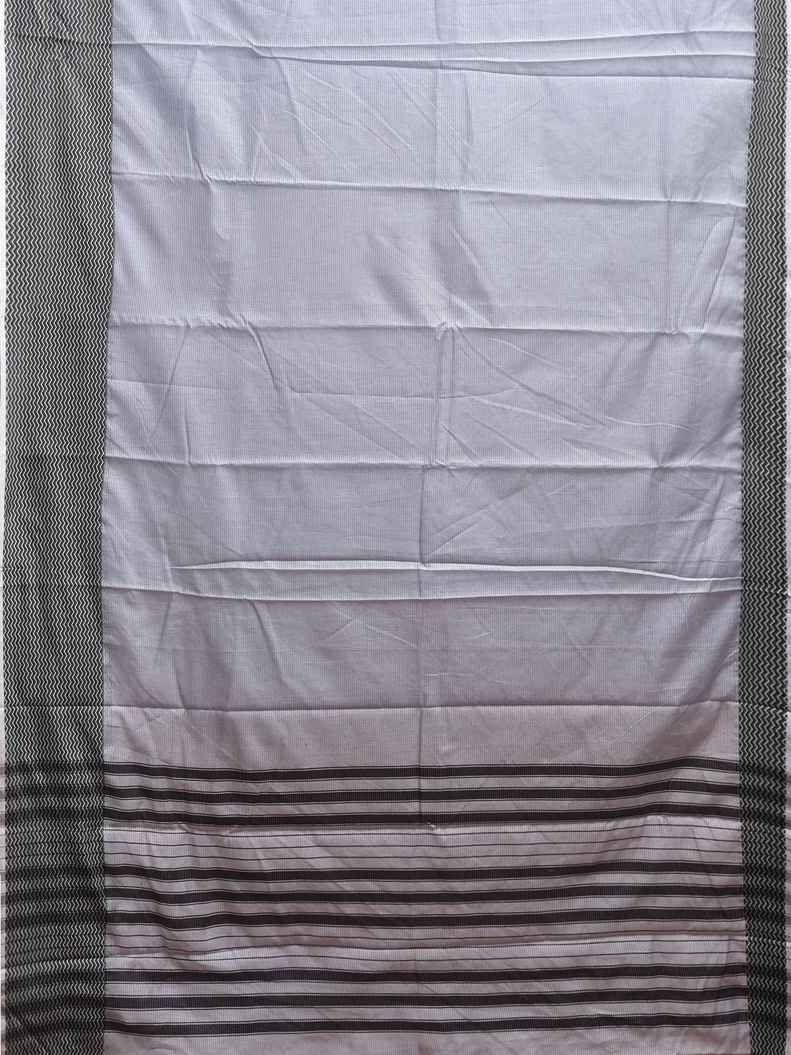 Light Blue and Black Bamboo Cotton Saree with Strips Design No Blouse bc0886