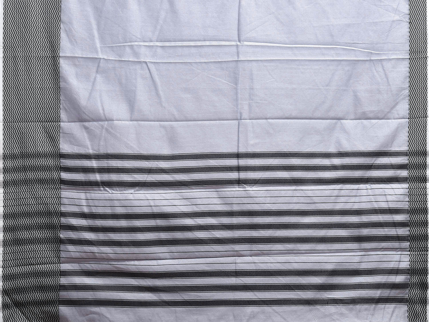 Light Blue and Black Bamboo Cotton Saree with Strips Design No Blouse bc0886