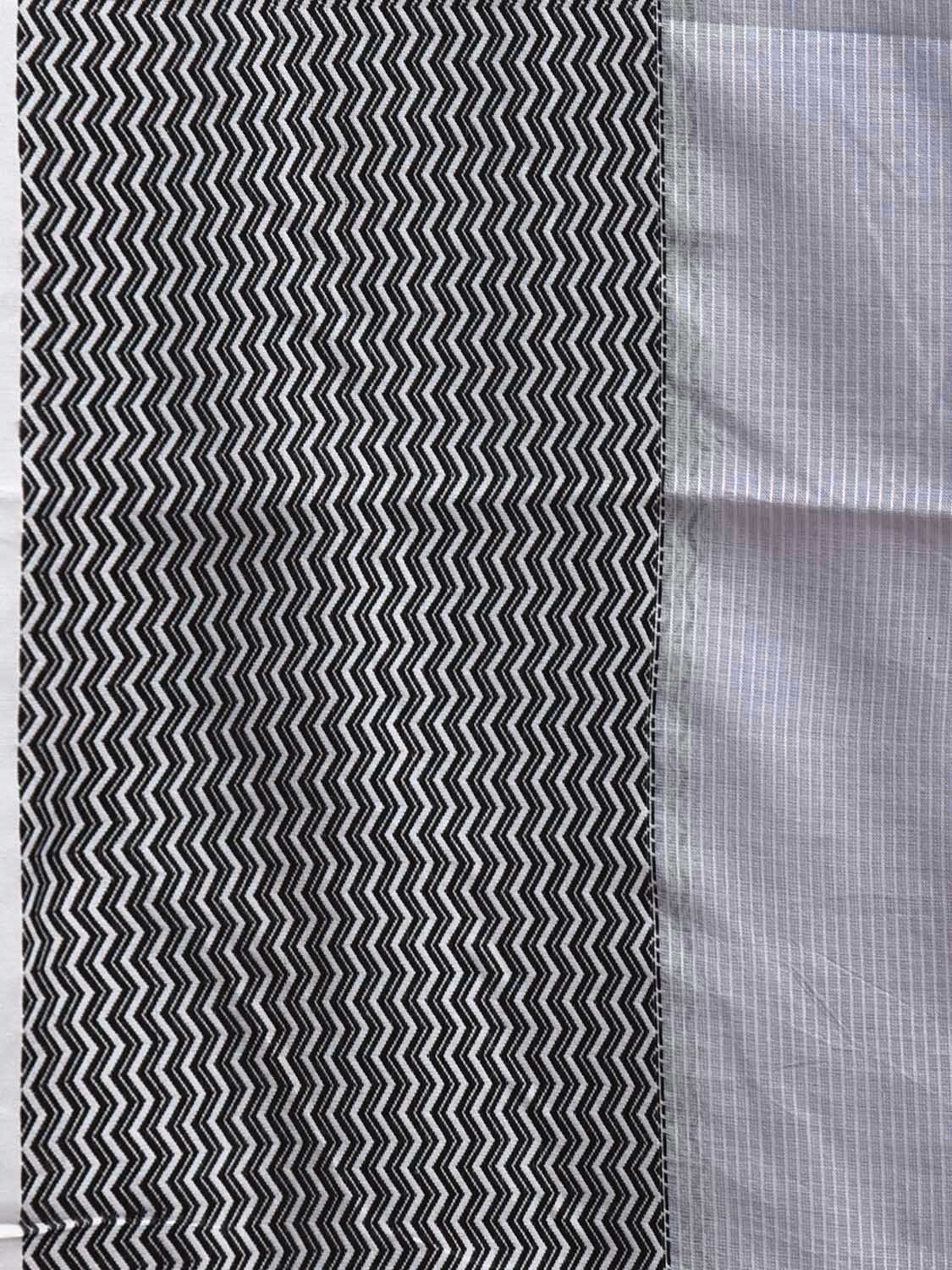 Light Blue and Black Bamboo Cotton Saree with Strips Design No Blouse bc0886