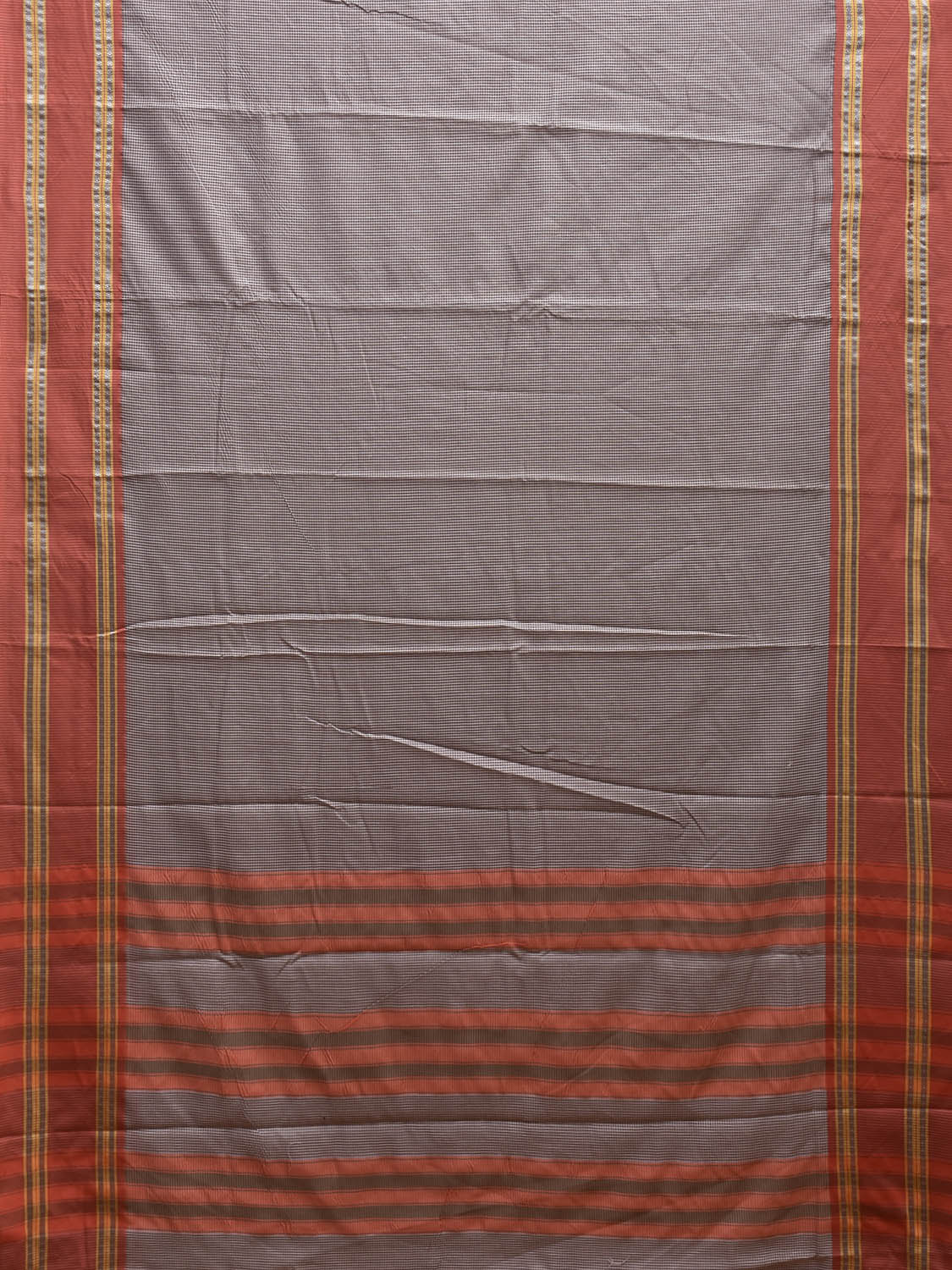 Light Brown and Peach Bamboo Cotton Saree with Small Checks Design No Blouse bc0897