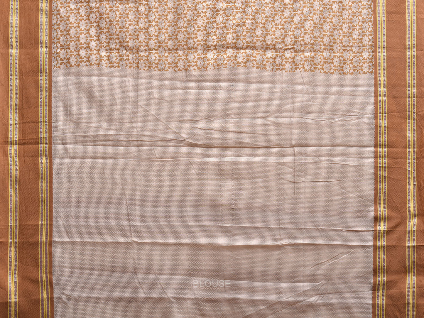 Fawn Bamboo Cotton Saree with All Over Floral Digital Print Design bc0898