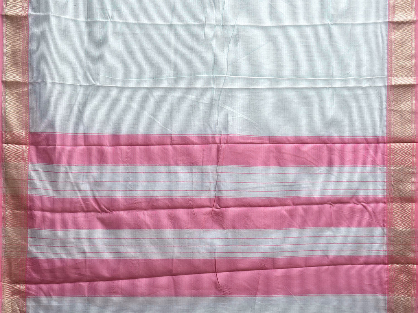 Sea Blue and Pink Bamboo Cotton Saree with Strips Design No Blouse bc0907