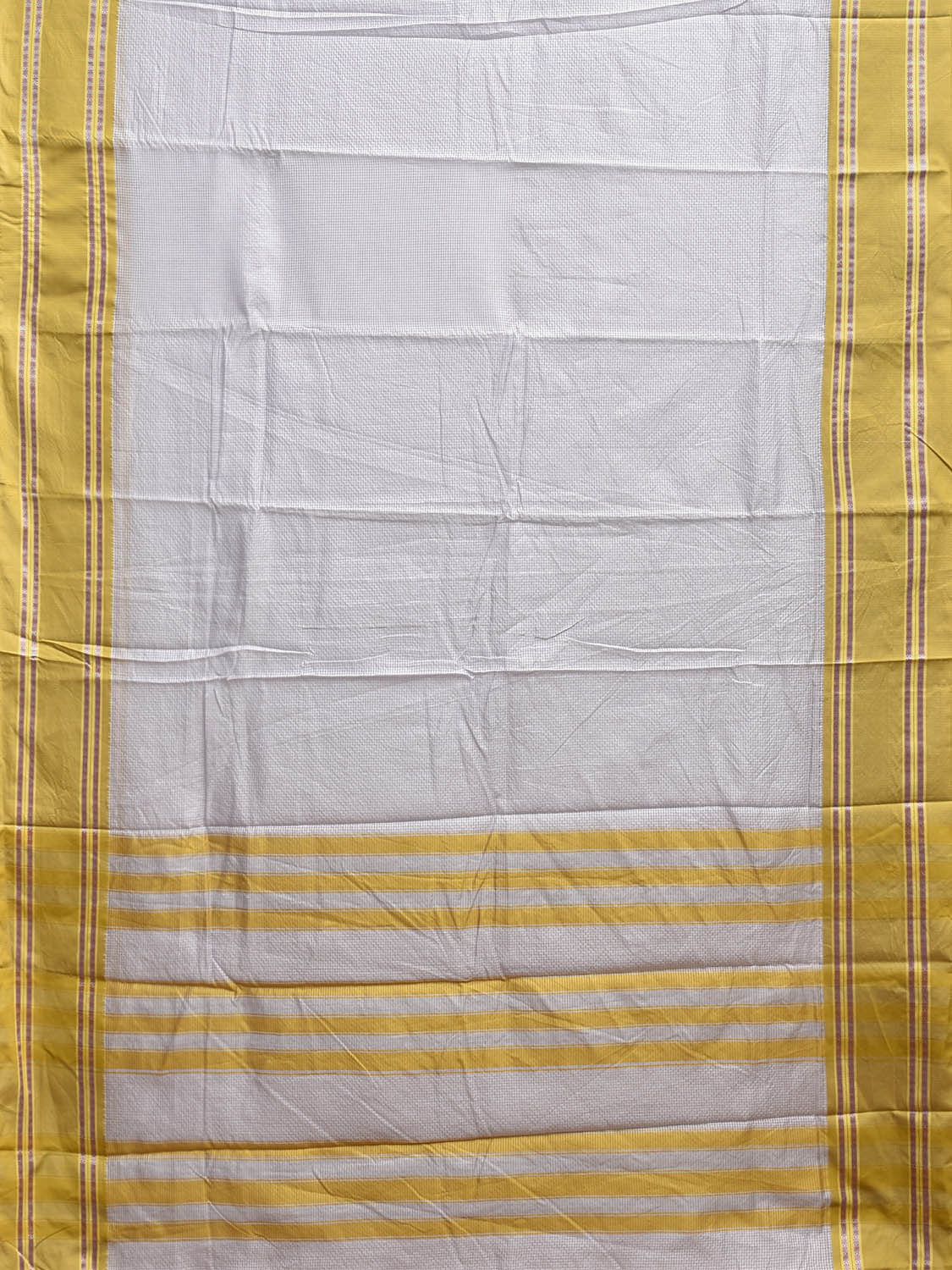Light Blue and Lemon Green Bamboo Cotton Saree with Small Checks Design No Blouse bc0938