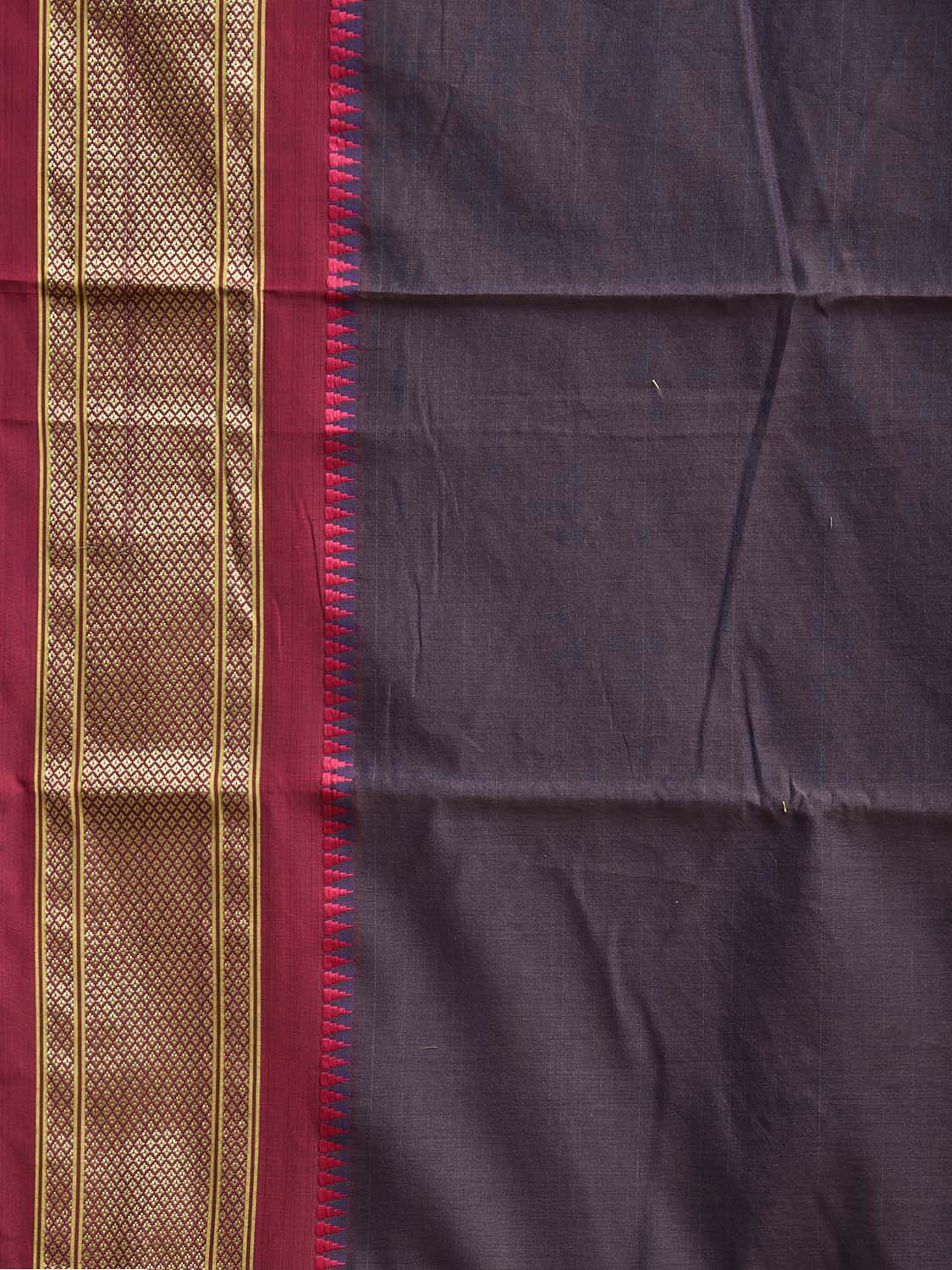Dark Wine and Pink Bamboo Cotton Plain Saree with Contrast Pallu Design No Blouse bc0947