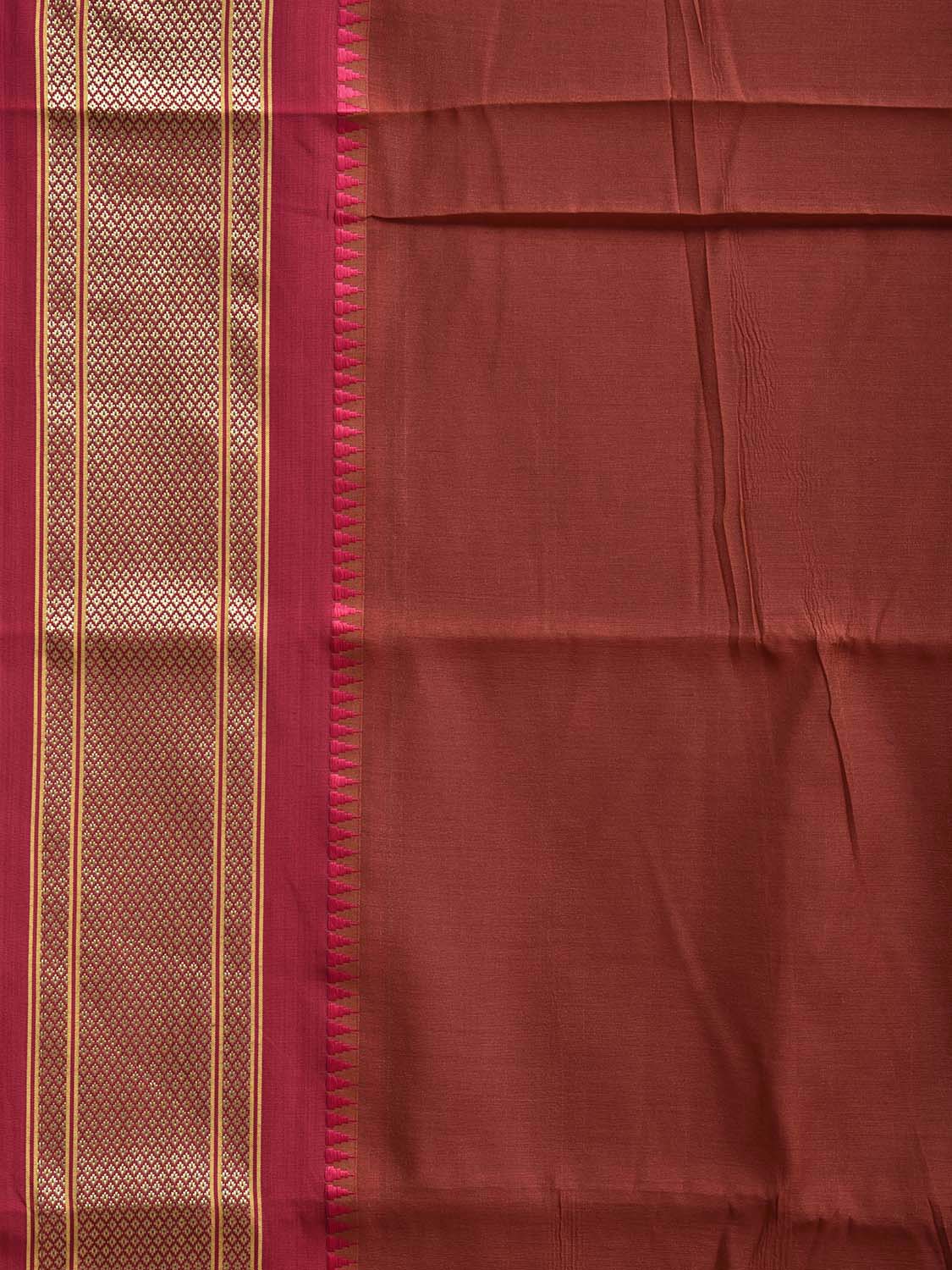 Rust and Pink Bamboo Cotton Palin Saree with Contrast Pallu Design No Blouse bc0958