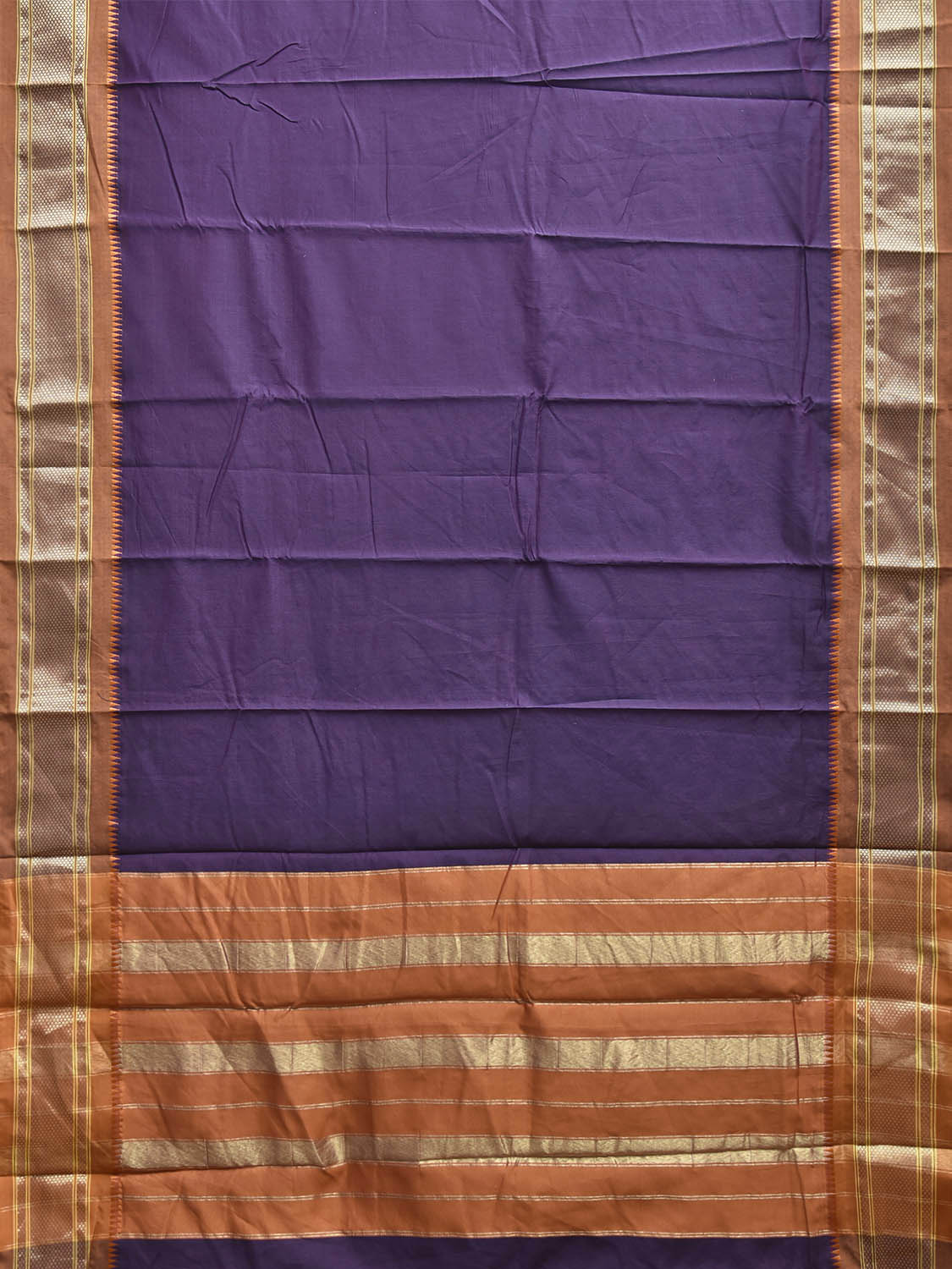 Purple and Fawn Bamboo Cotton Plain Saree with Contrast Pallu Design No Blouse bc0961