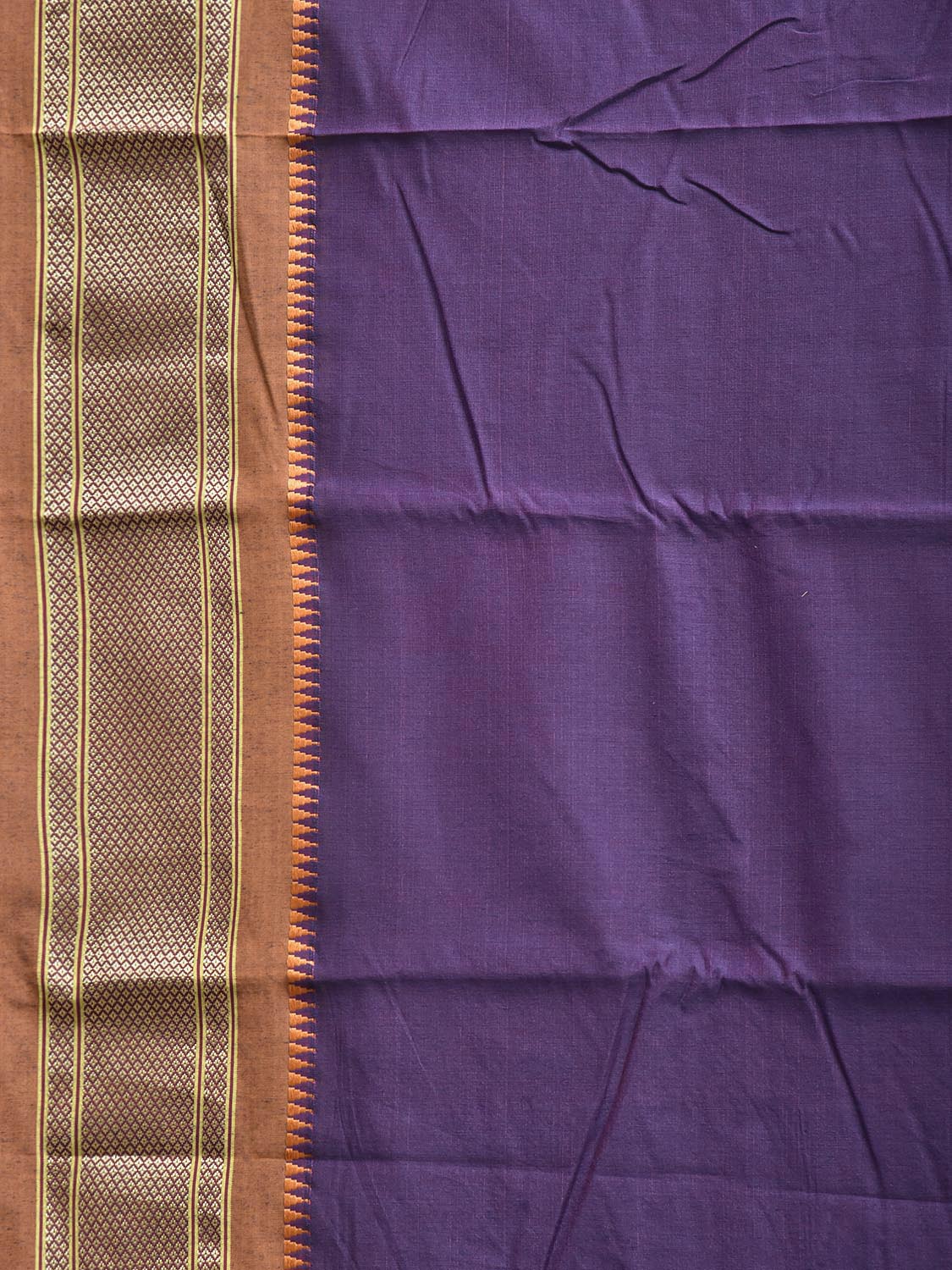 Purple and Fawn Bamboo Cotton Plain Saree with Contrast Pallu Design No Blouse bc0961