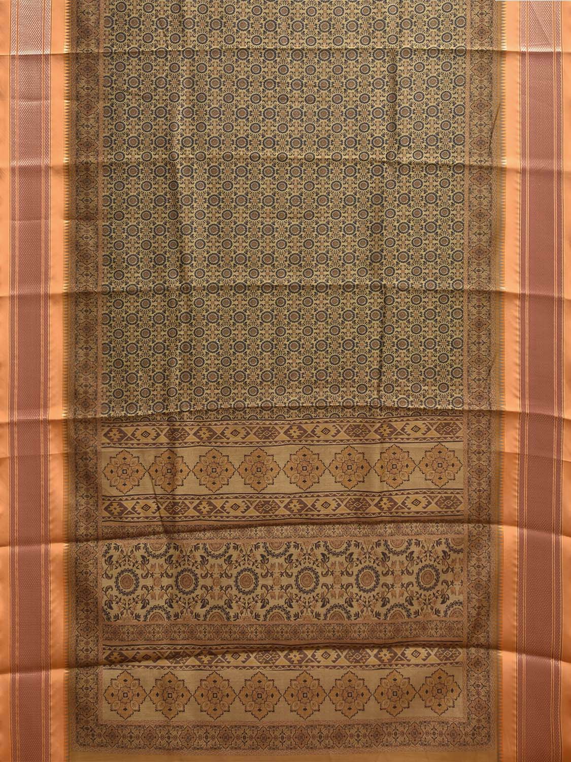 Yellow and Mustard Bamboo Cotton Saree with Digital Print Design bc0964