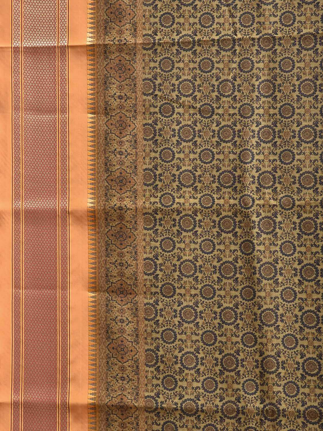 Yellow and Mustard Bamboo Cotton Saree with Digital Print Design bc0964