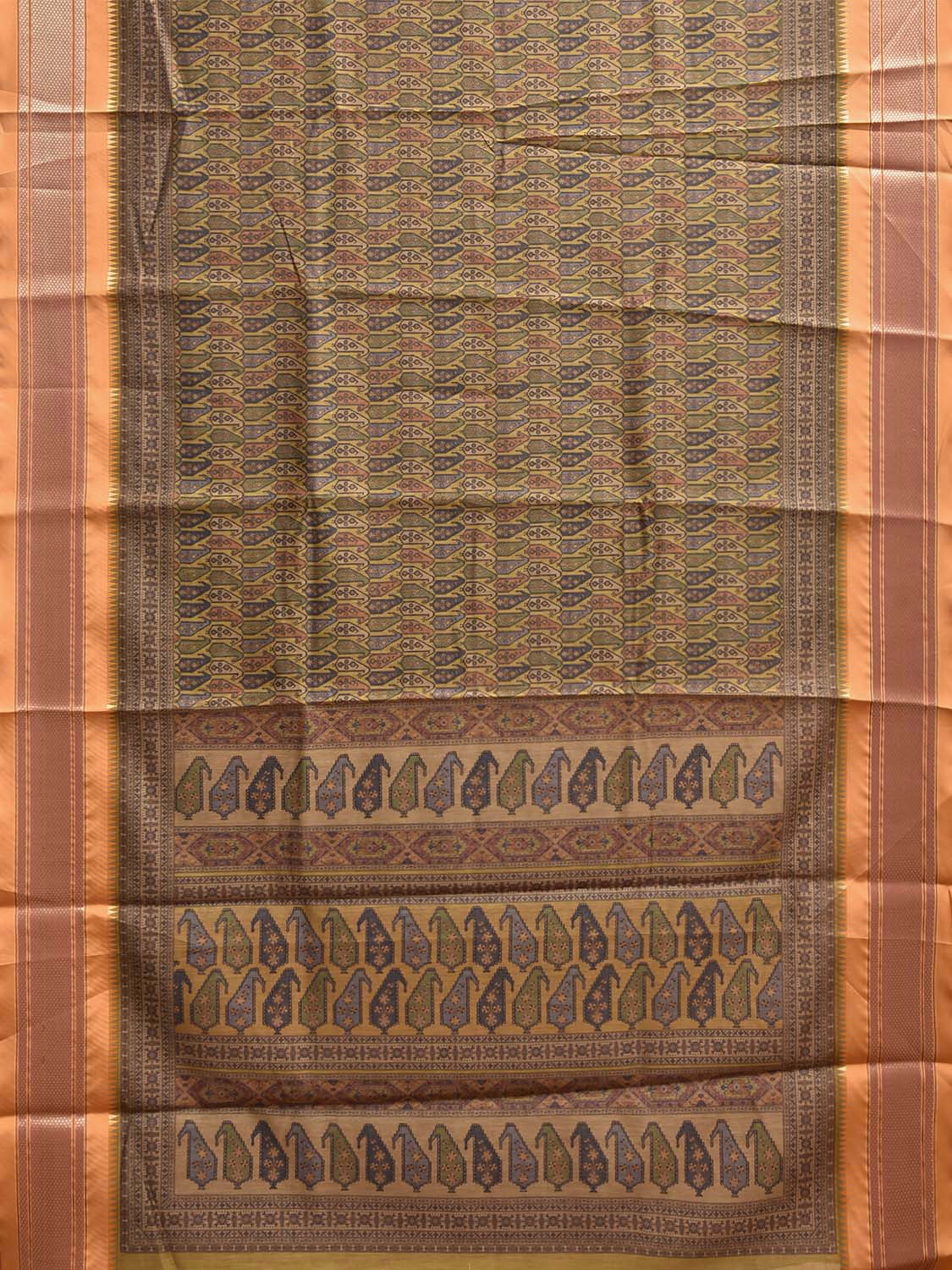 Yellow and Mustard Bamboo Cotton Saree with Digital Print Design bc0966