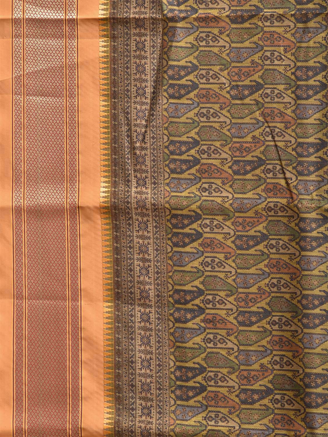 Yellow and Mustard Bamboo Cotton Saree with Digital Print Design bc0966
