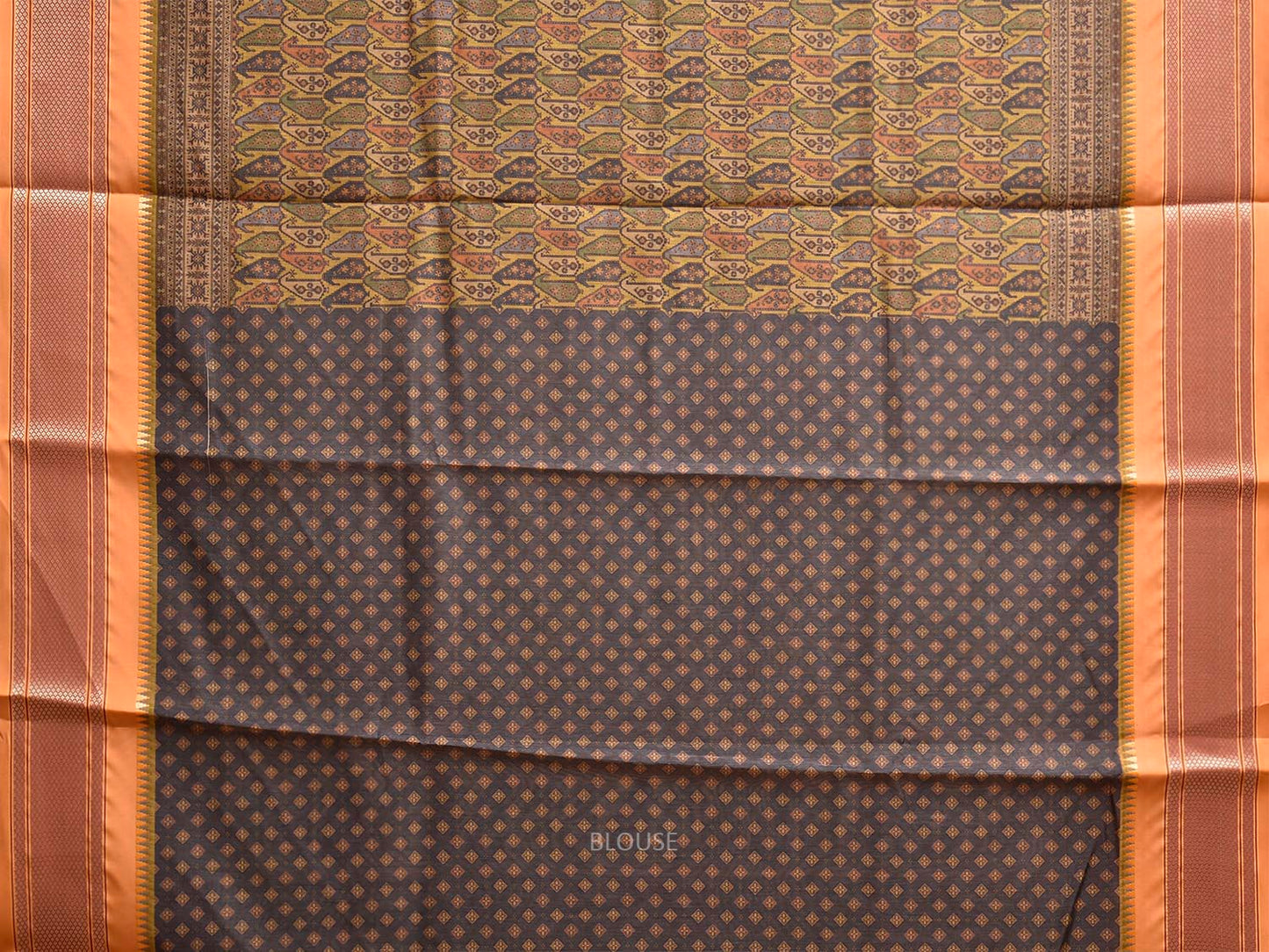Yellow and Mustard Bamboo Cotton Saree with Digital Print Design bc0966